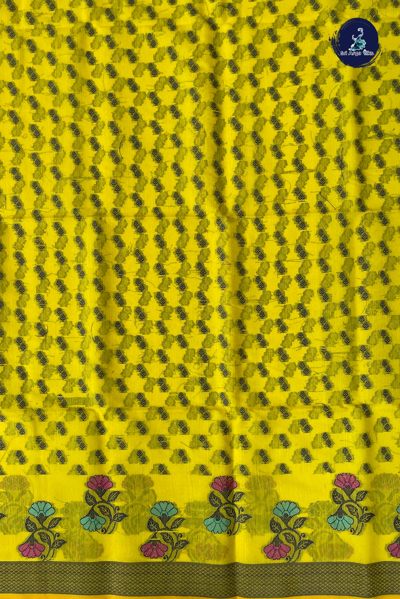 Yellow Katan Silk With Buttas Pattern