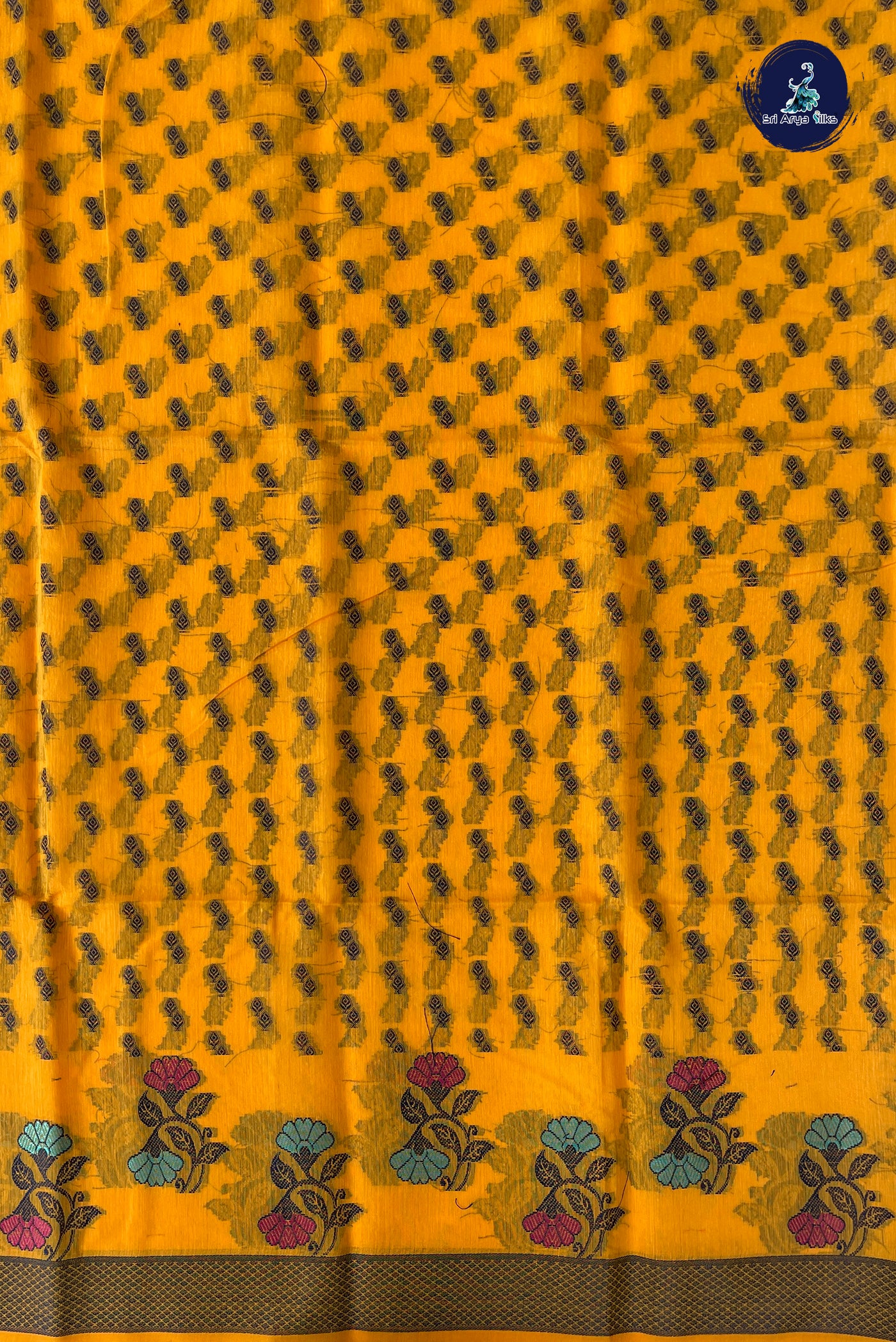 Orange Katan Silk With Buttas Pattern