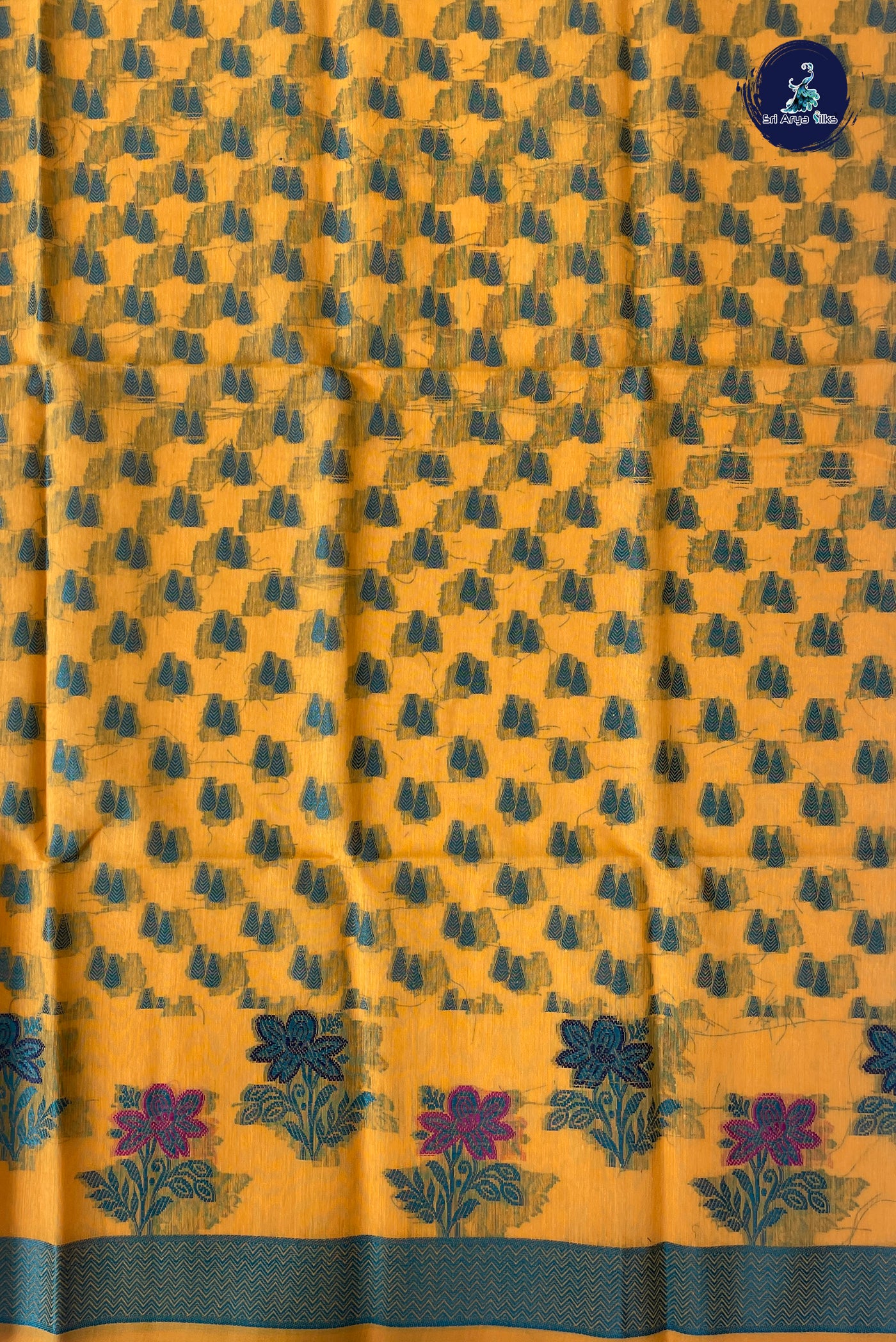Orange Katan Silk With Buttas Pattern