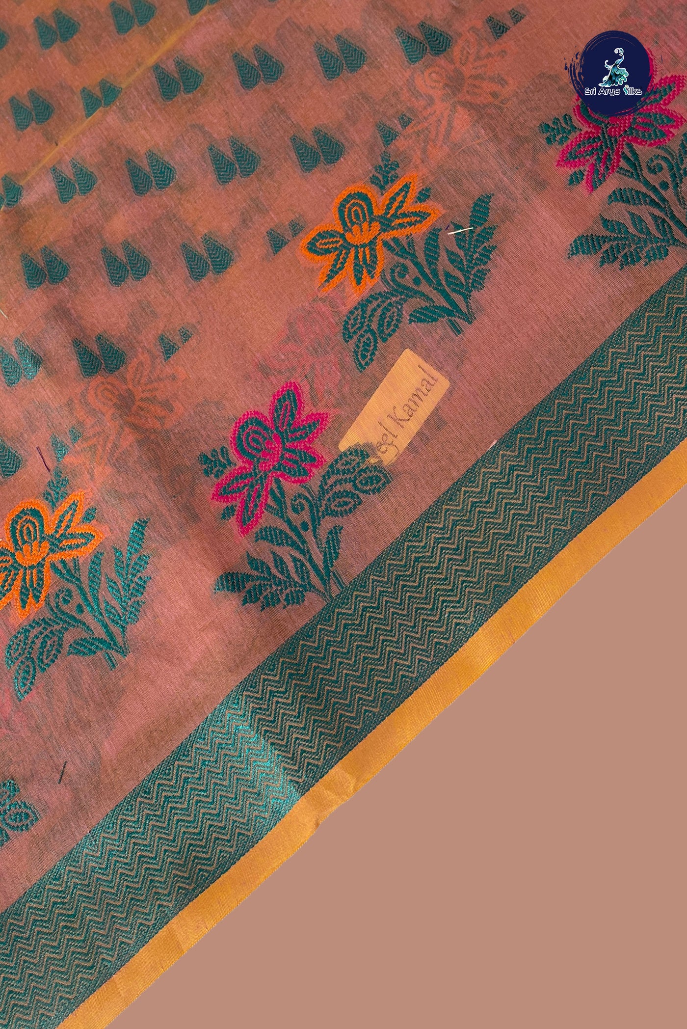 Mauve Pink Katan Silk With Buttas Pattern