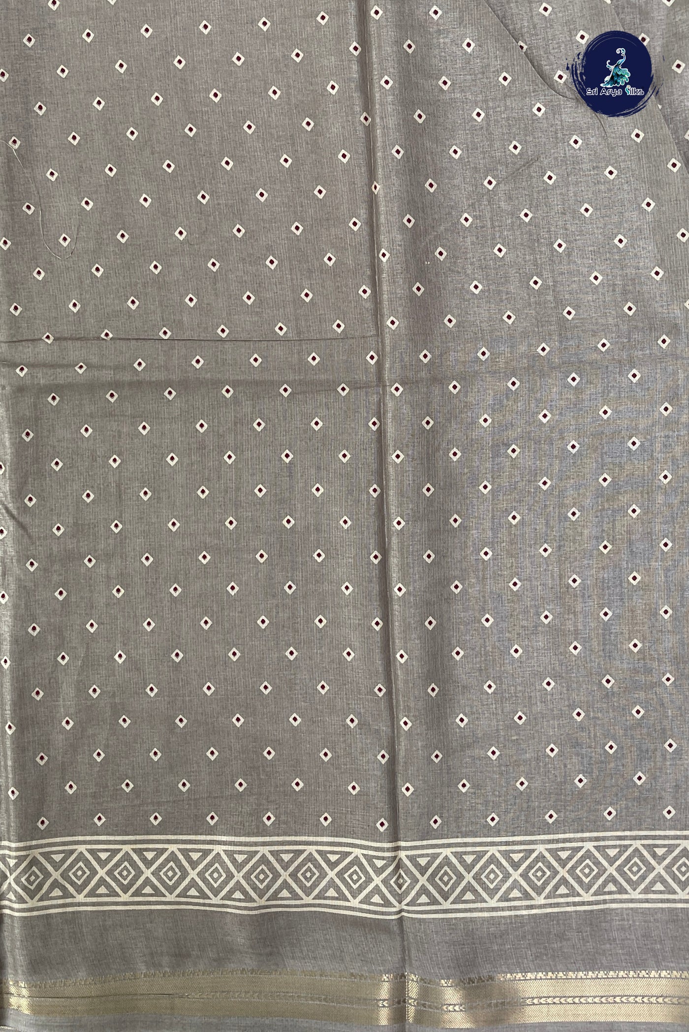 Light Brown Semi Crepe Silk Saree With Printed Pattern