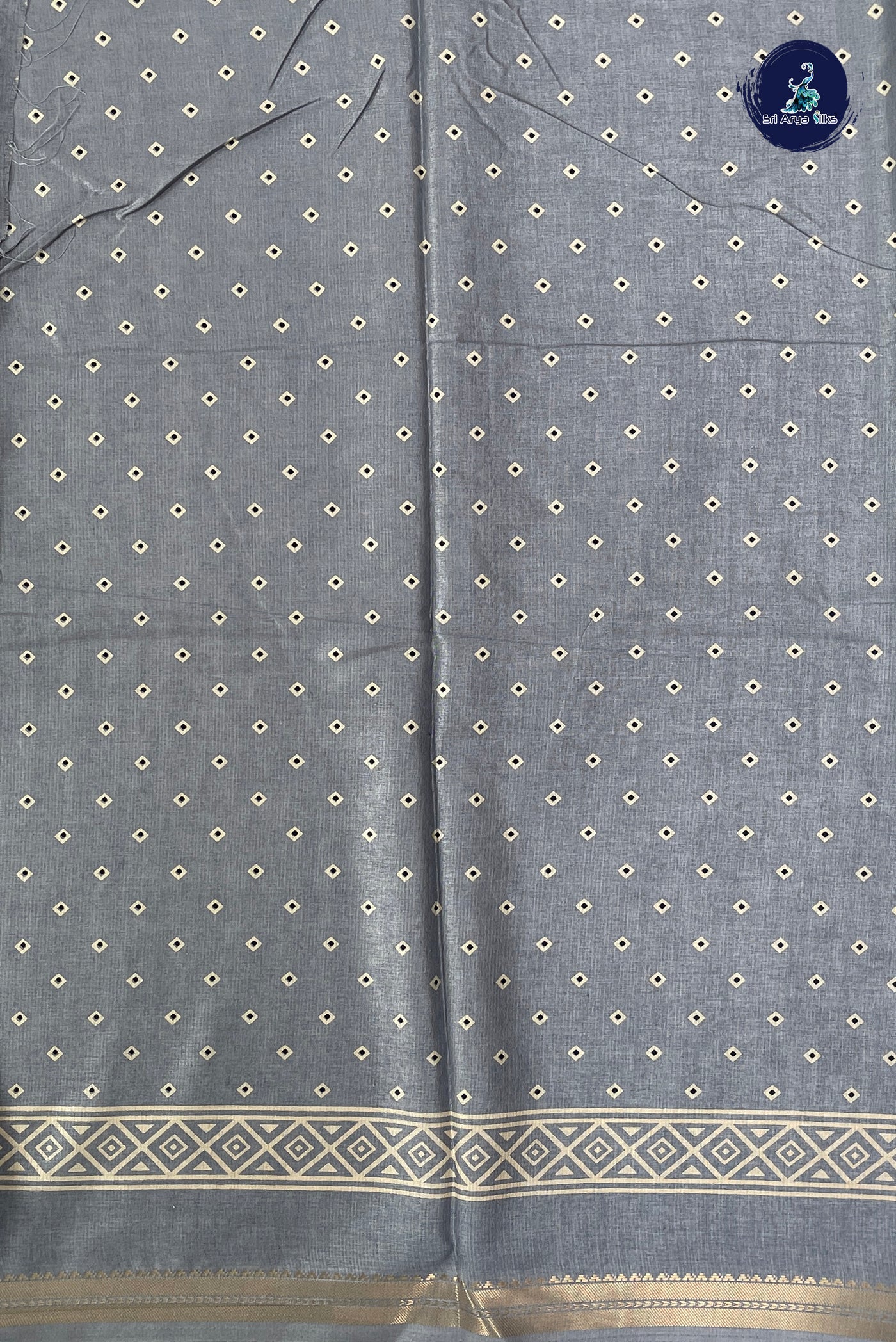 Grey Semi Crepe Silk Saree With Printed Pattern