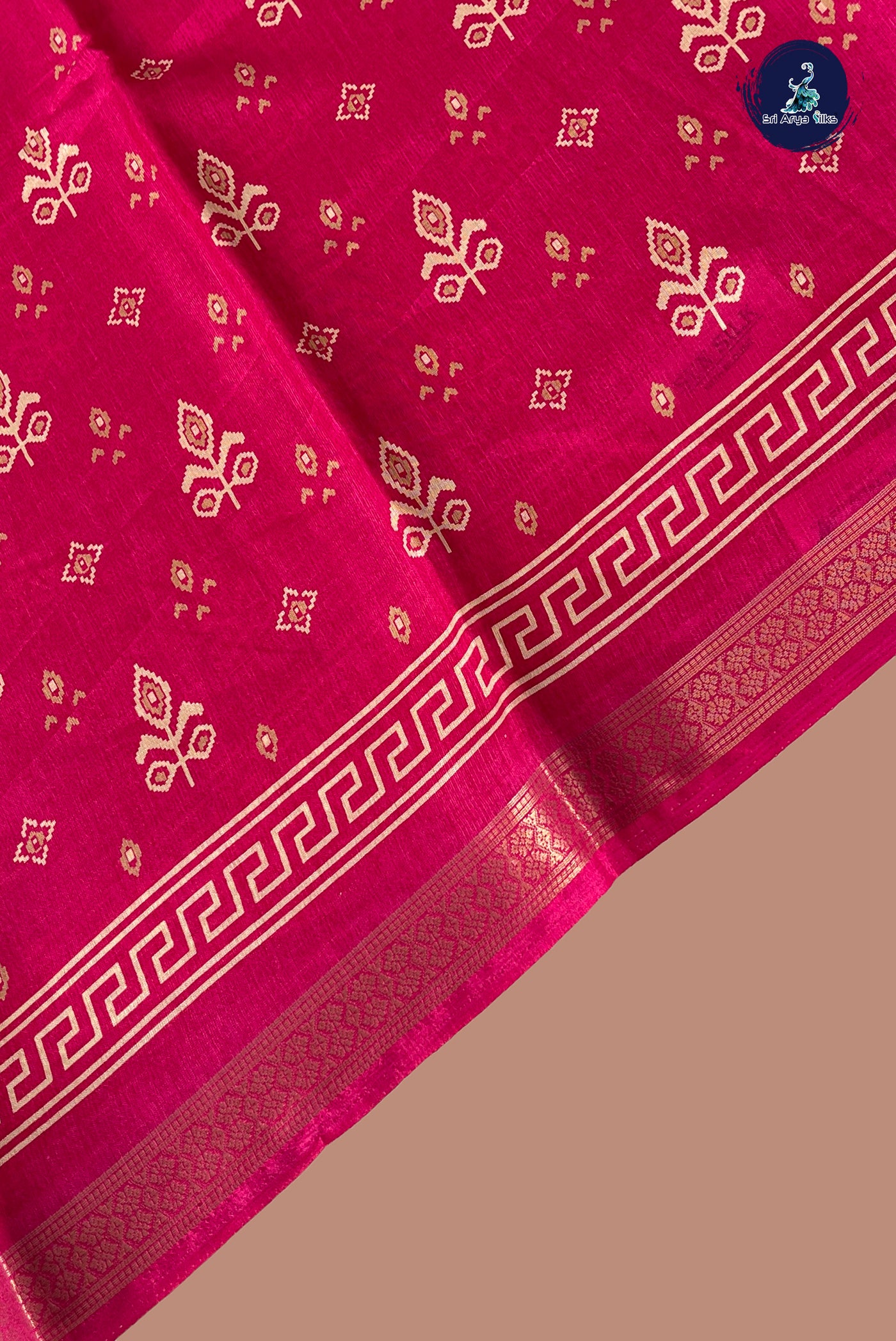 Pink Semi Crepe Silk Saree With Printed Pattern