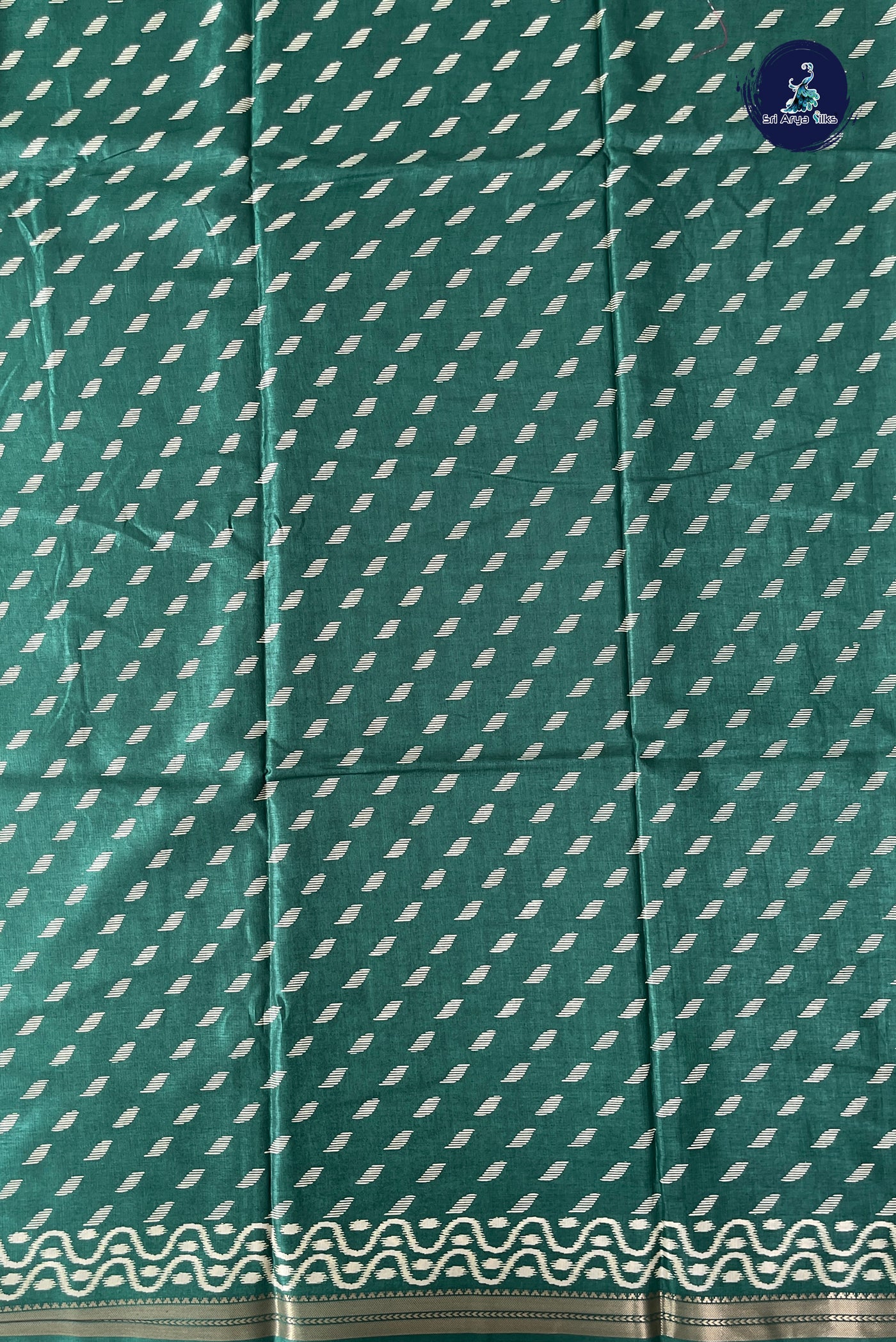 Green Semi Crepe Silk Saree With Printed Pattern