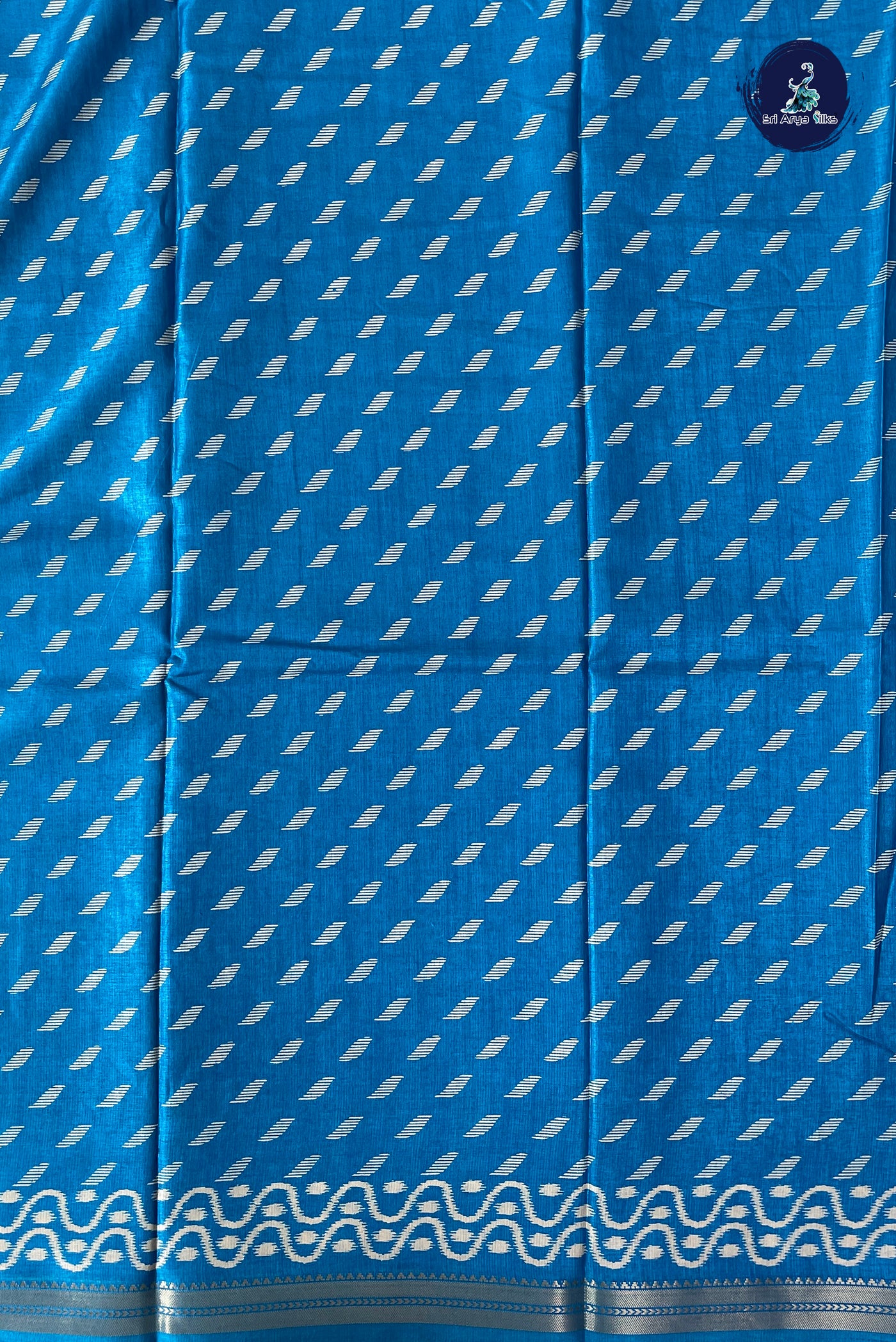 Blue Semi Crepe Silk Saree With Printed Pattern