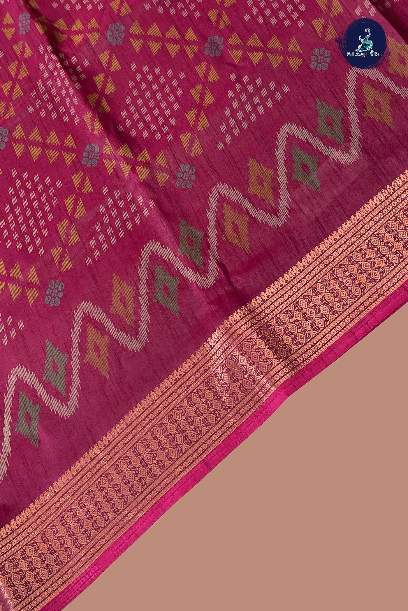 Pinkish Maroon Semi Crepe Silk Saree With Printed Pattern