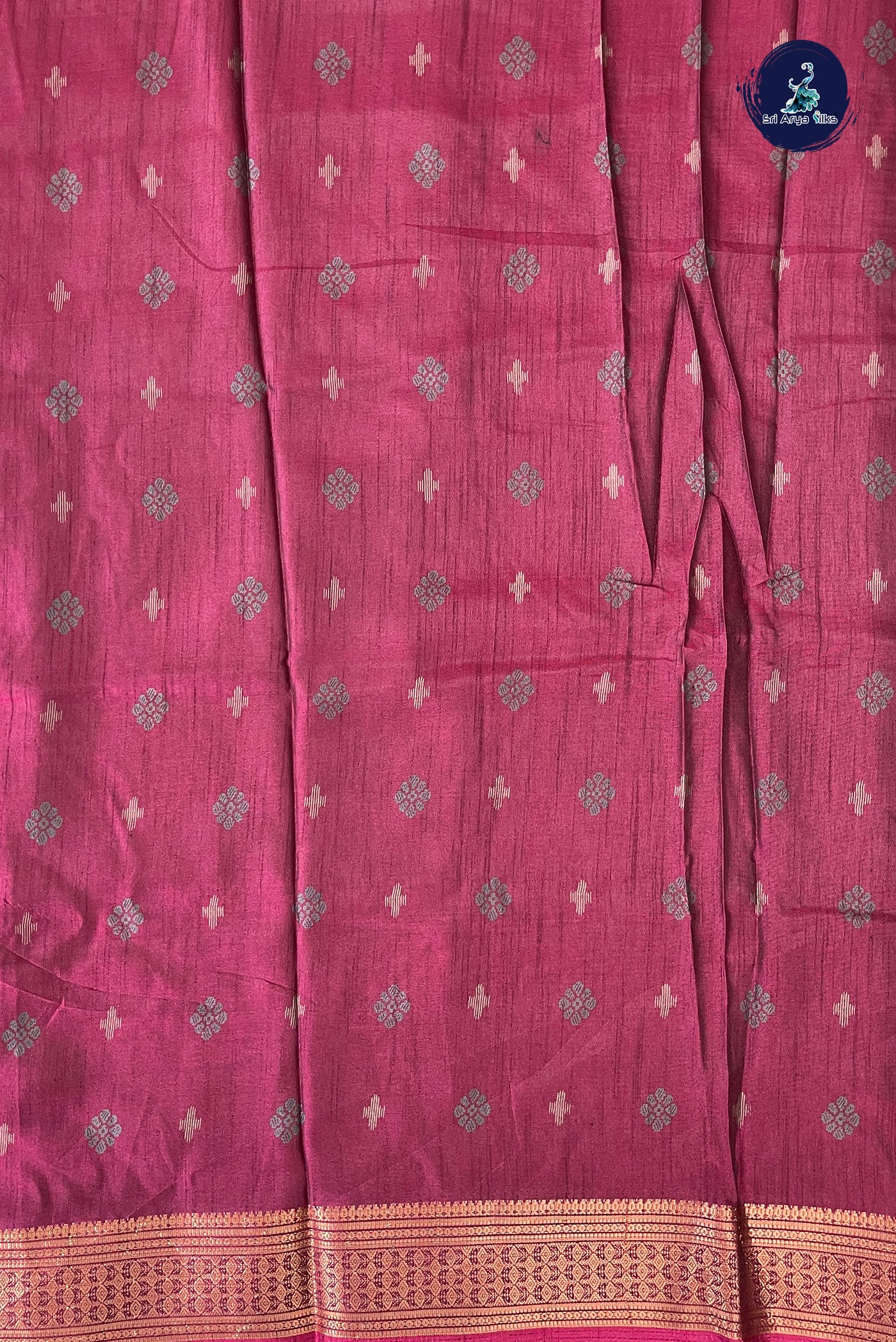 Pinkish Maroon Semi Crepe Silk Saree With Printed Pattern