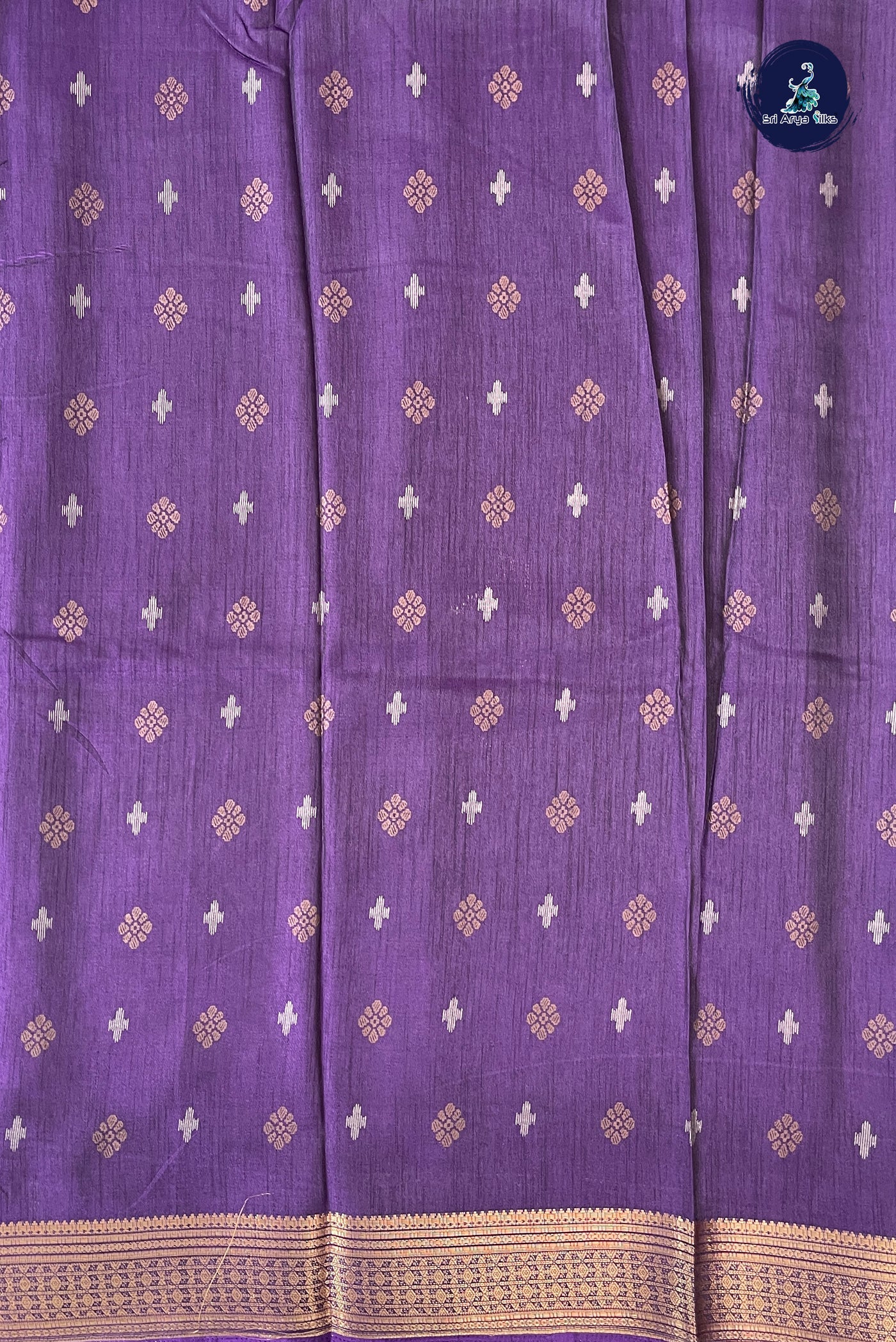 Violet Semi Crepe Silk Saree With Printed Pattern