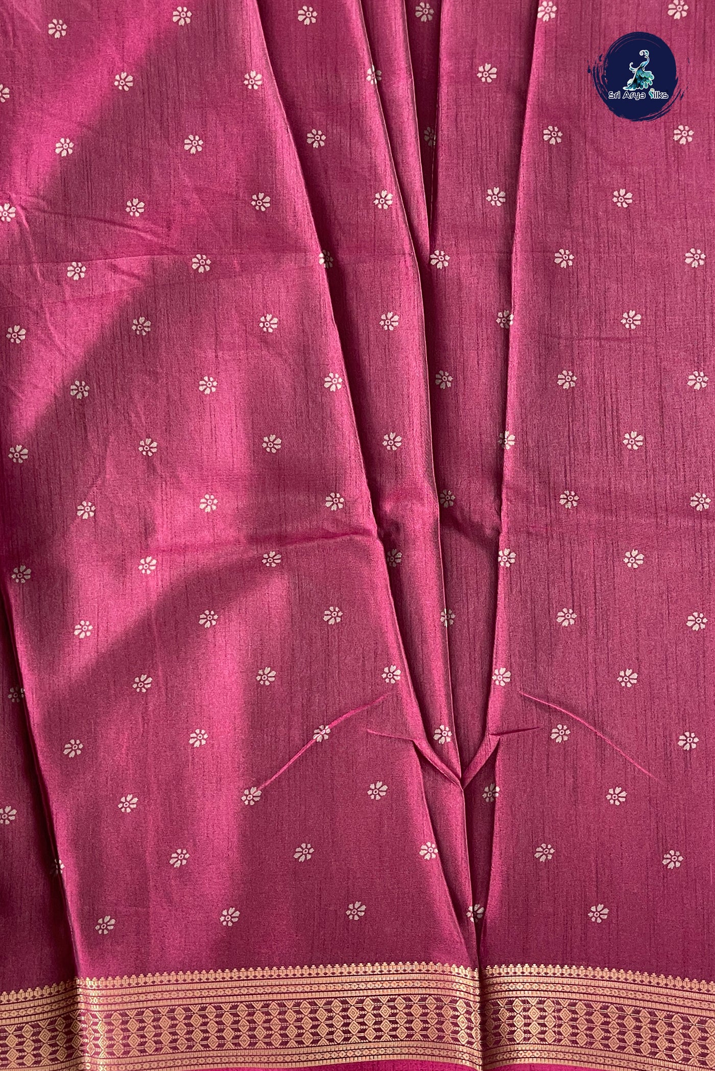 Pinkish Maroon Semi Crepe Silk Saree With Printed Pattern