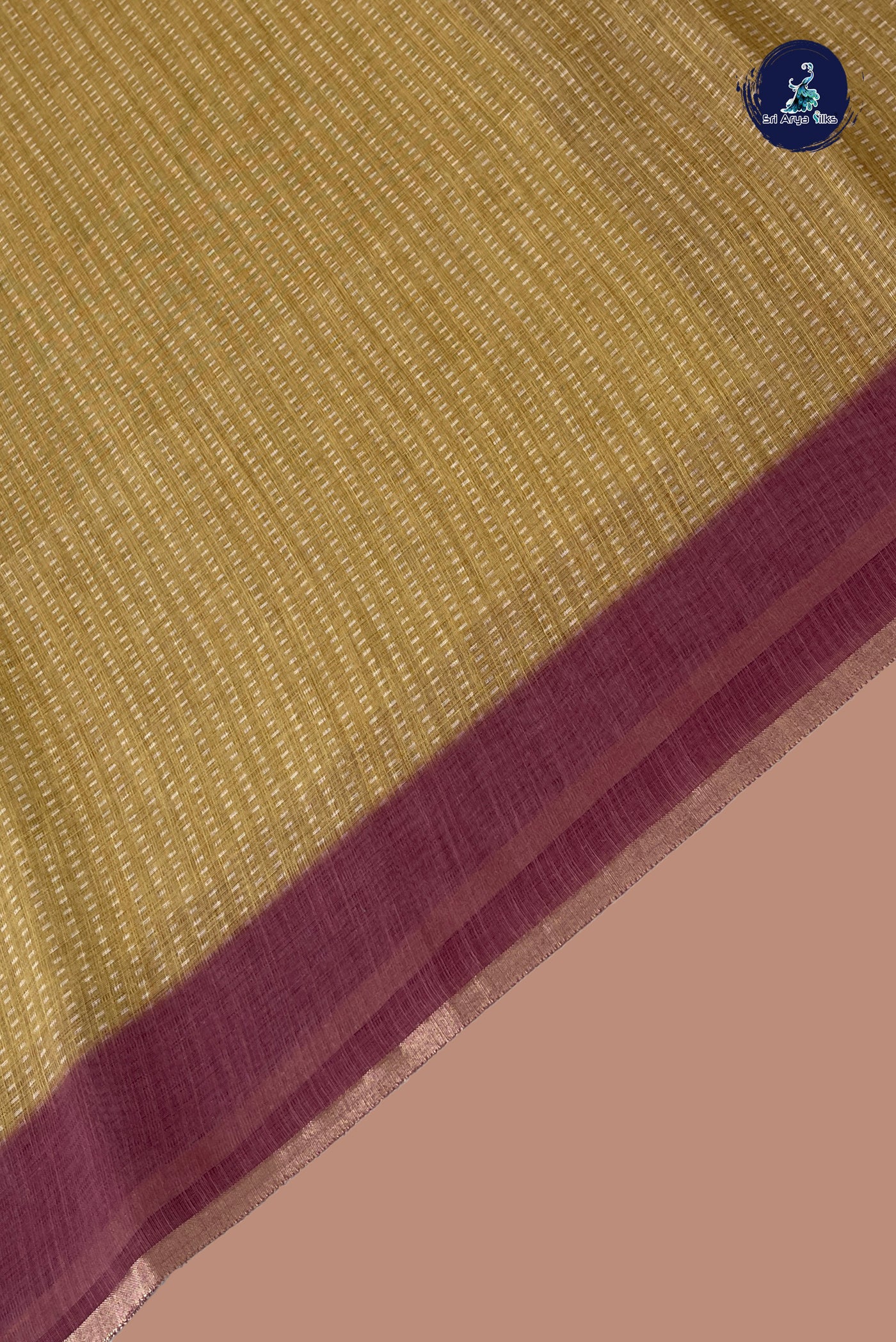 Mustard Yellow Linen Saree With Printed Pattern