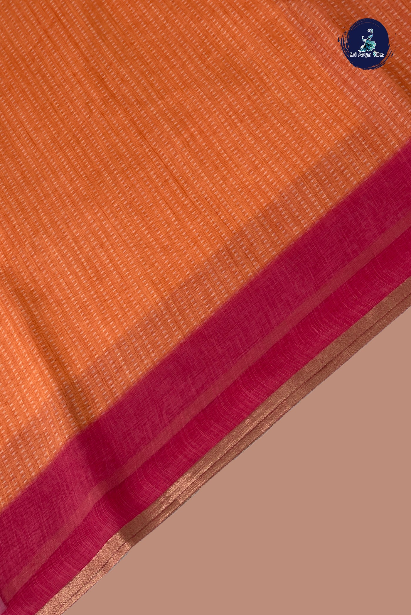 Orange Linen Saree With Printed Pattern