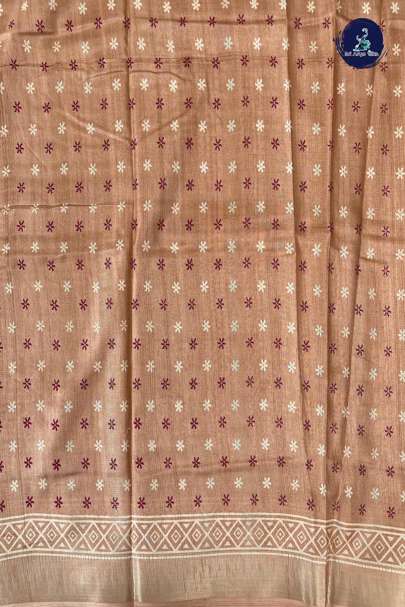 Peach Semi Crepe Silk Saree With Printed Pattern