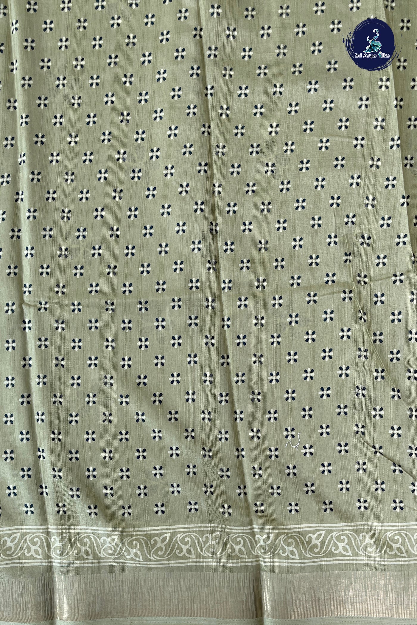 Pista Green Semi Crepe Silk Saree With Printed Pattern