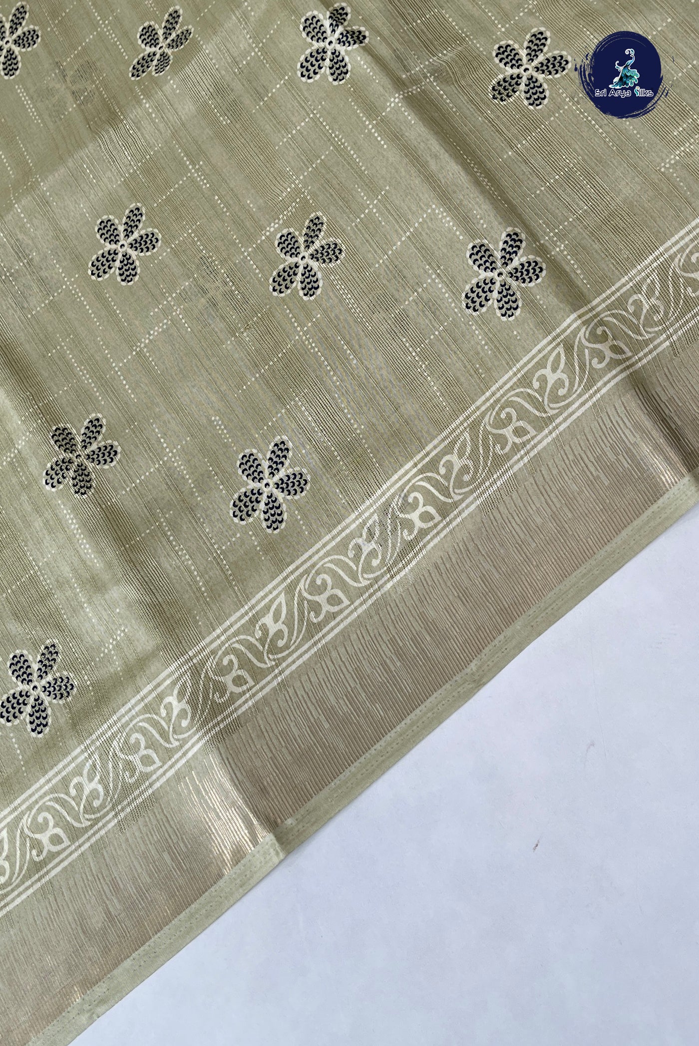 Pista Green Semi Crepe Silk Saree With Printed Pattern