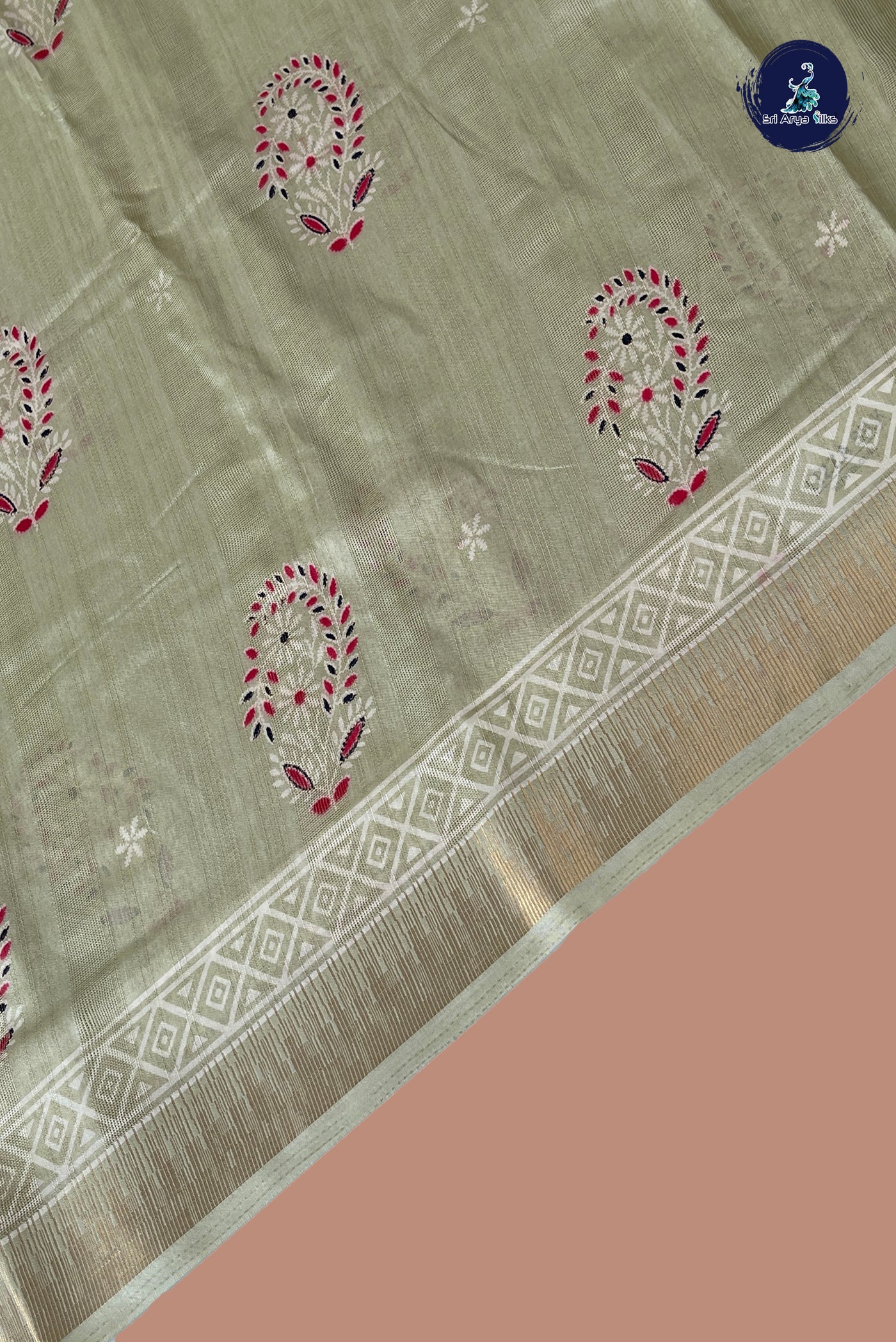Pista Green Semi Crepe Silk Saree With Printed Pattern