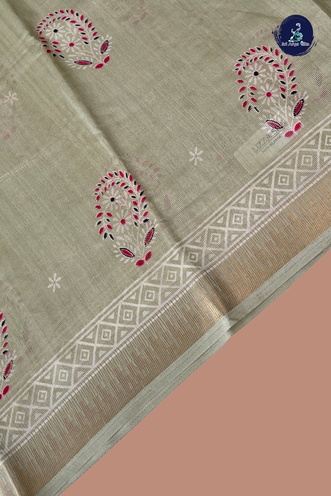 Pista Green Semi Crepe Silk Saree With Printed Pattern