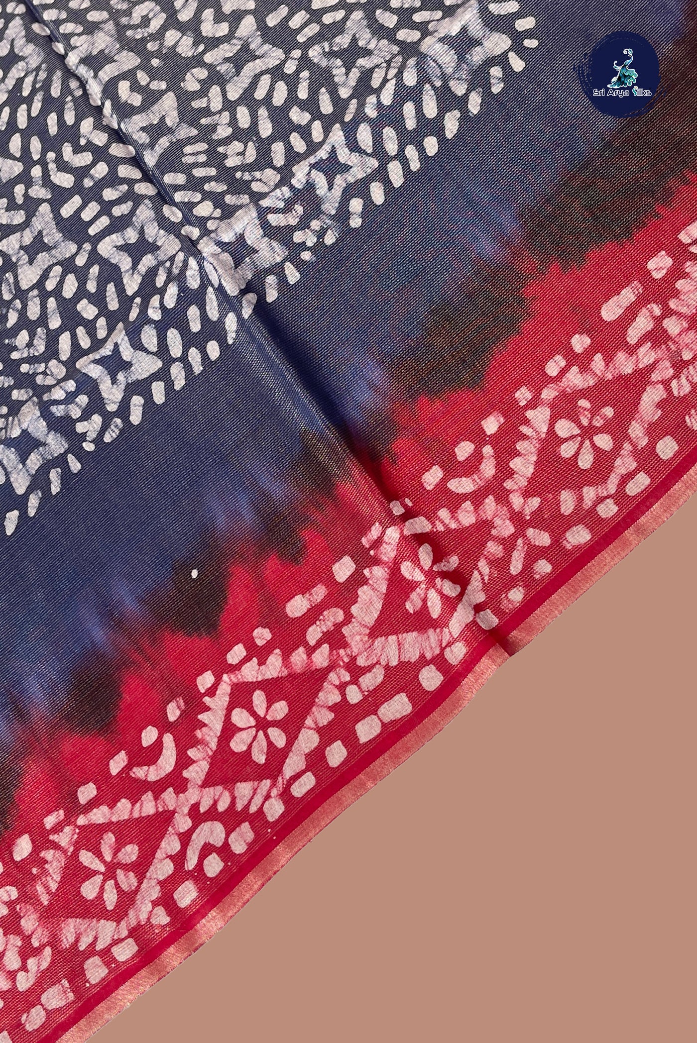 Navy Blue Baswada Saree With Bhandini Print Pattern