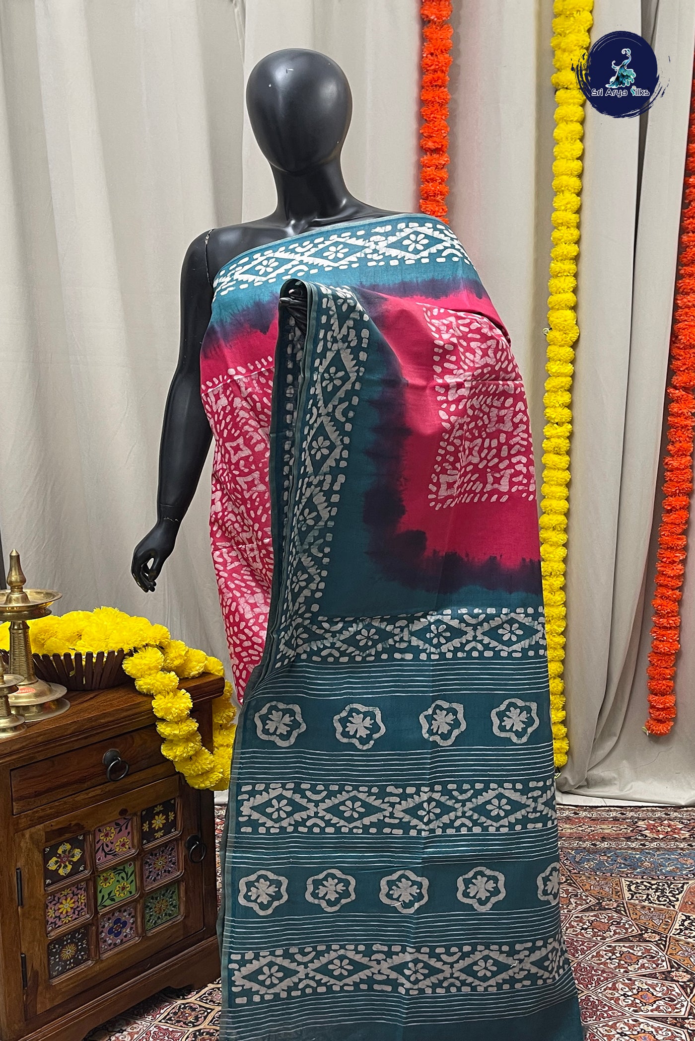 Pink Baswada Saree With Bhandini Print Pattern