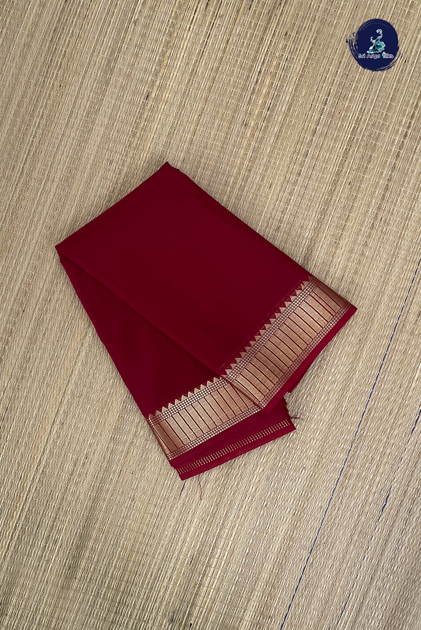 Maroon Budget Semi Silk Cotton Saree With Plain Pattern