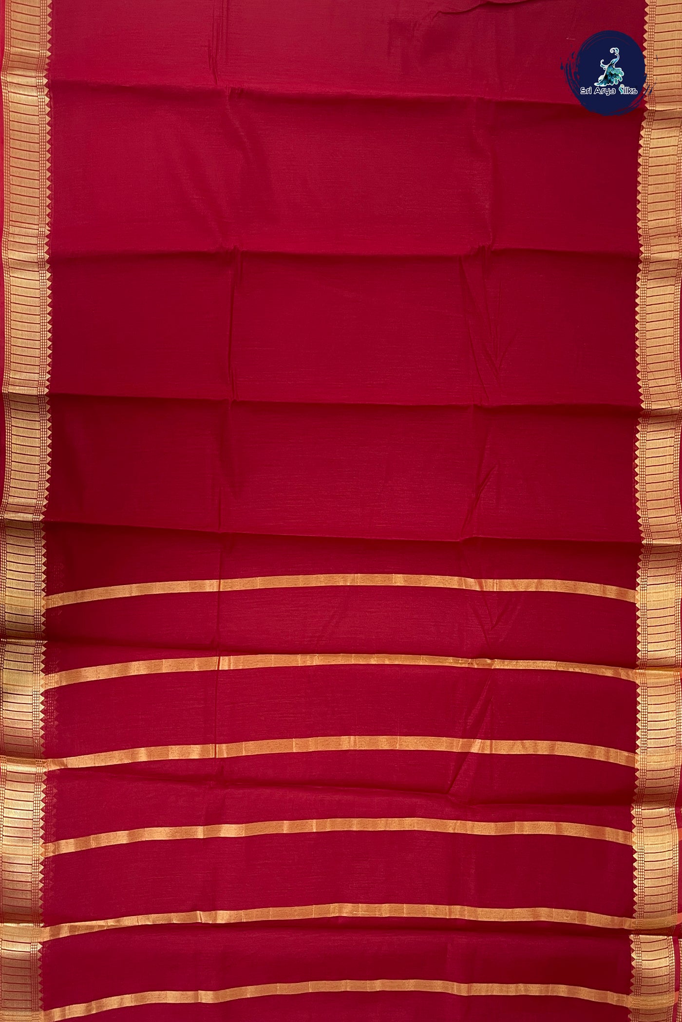 Maroon Budget Semi Silk Cotton Saree With Plain Pattern