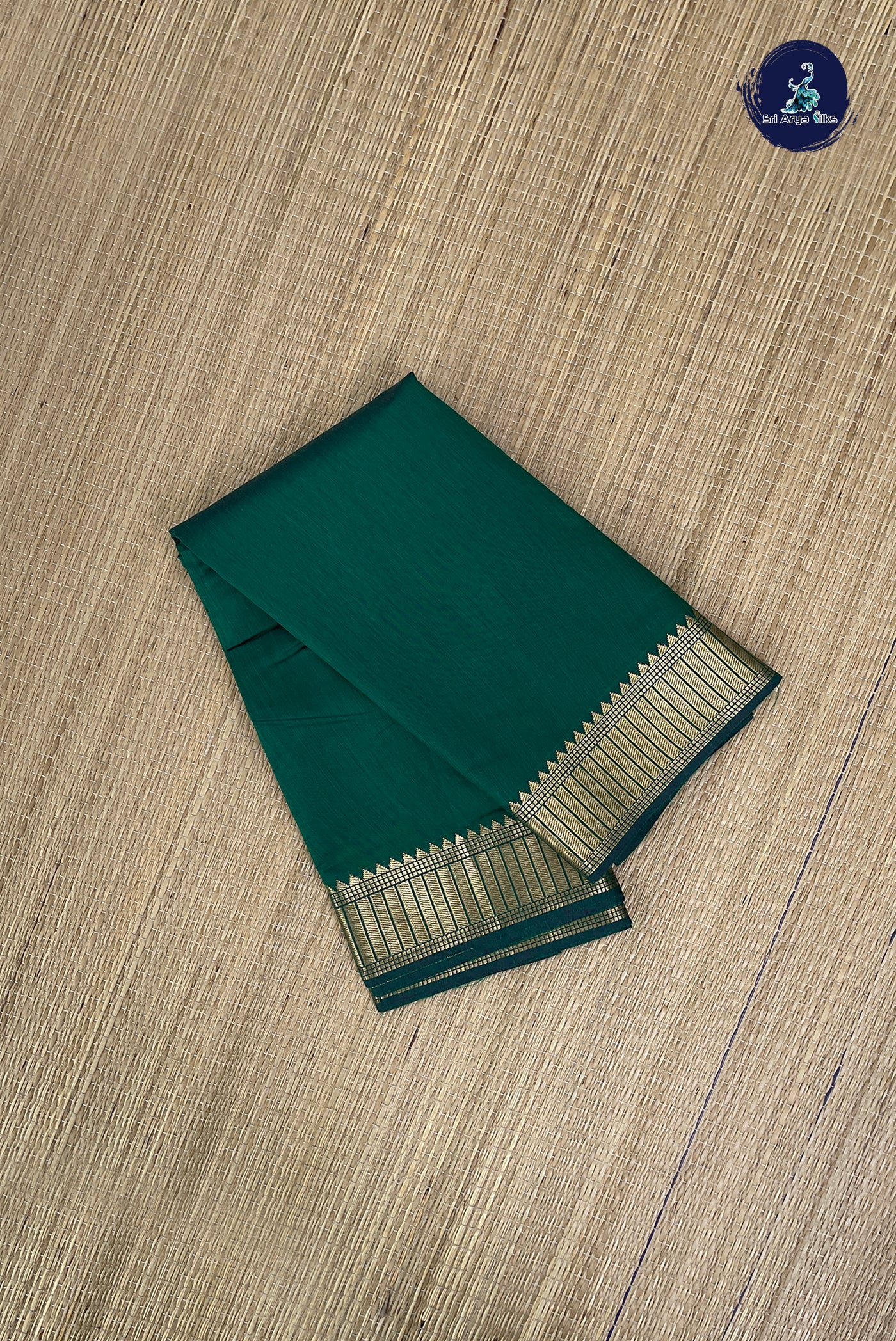 Green Budget Semi Silk Cotton Saree With Plain Pattern