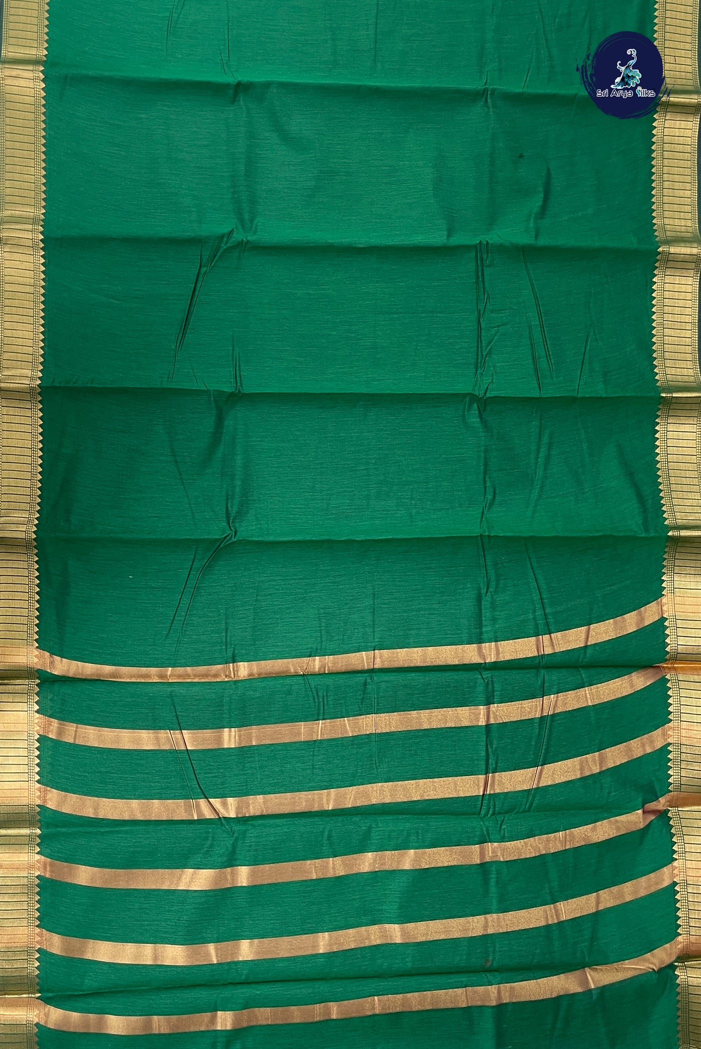 Green Budget Semi Silk Cotton Saree With Plain Pattern