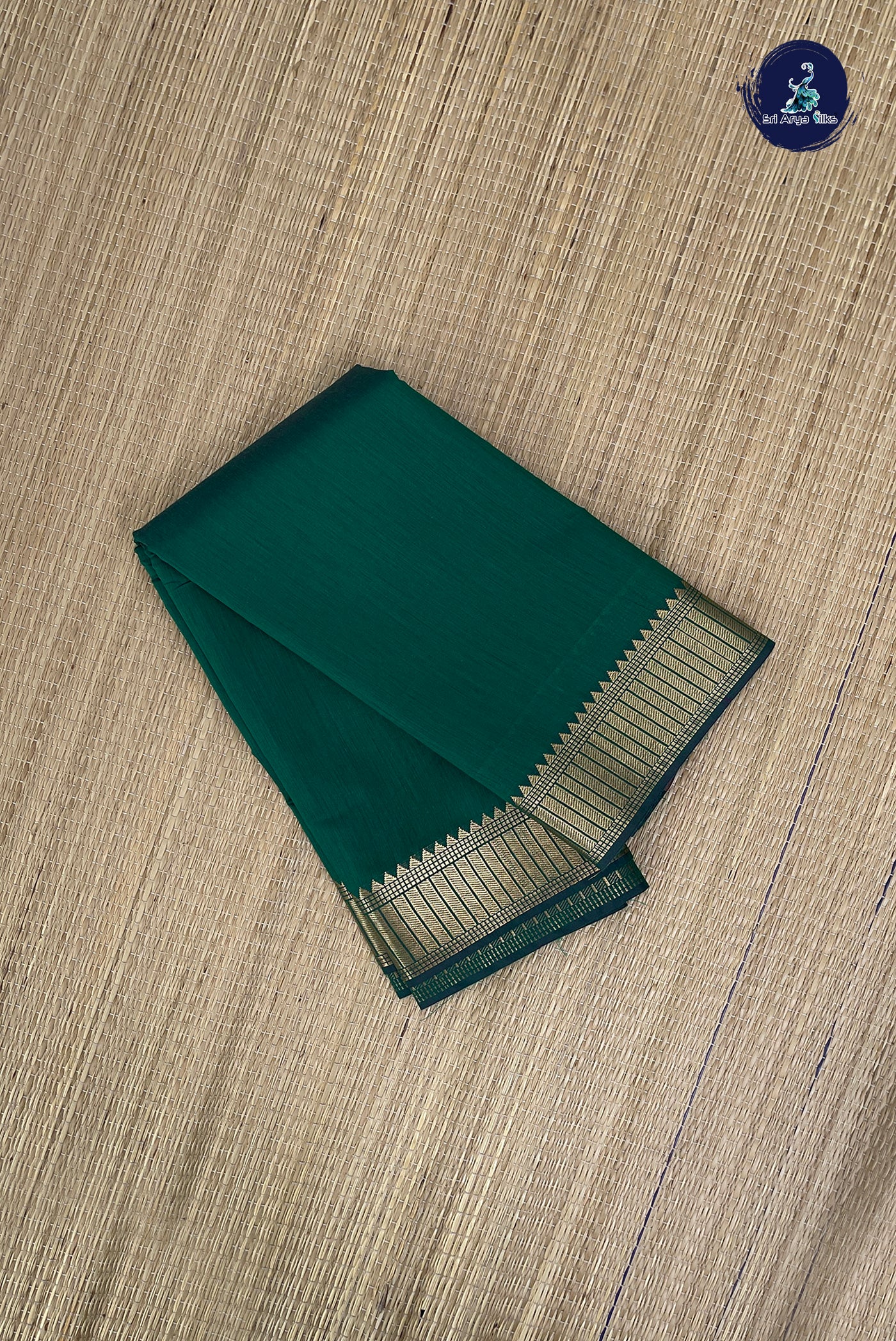 Green Budget Semi Silk Cotton Saree With Plain Pattern
