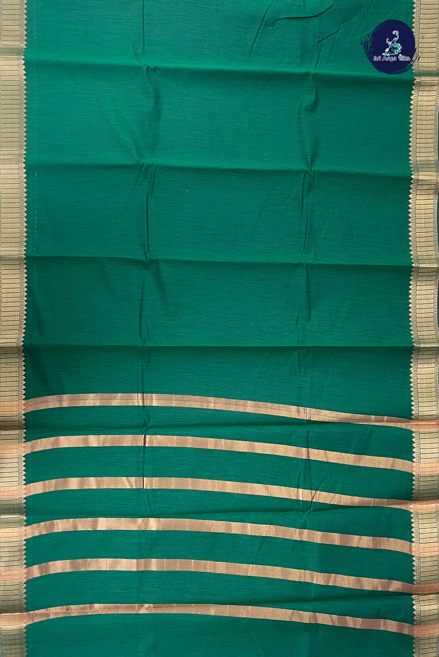 Green Budget Semi Silk Cotton Saree With Plain Pattern