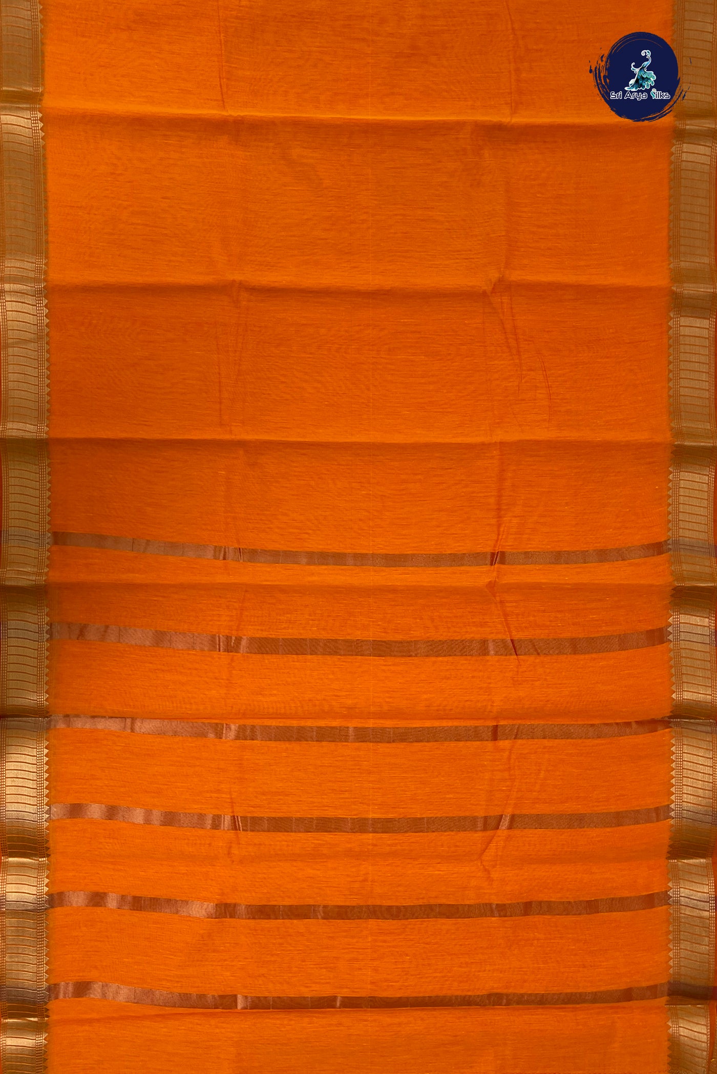 Yellowish Orange Budget Semi Silk Cotton Saree With Plain Pattern