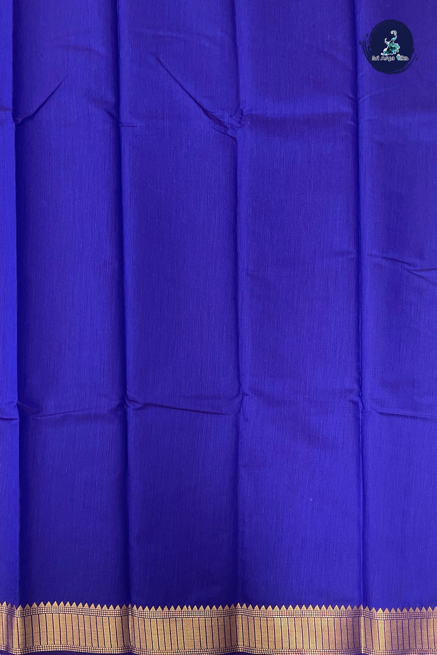 MS Blue Budget Semi Silk Cotton Saree With Plain Pattern