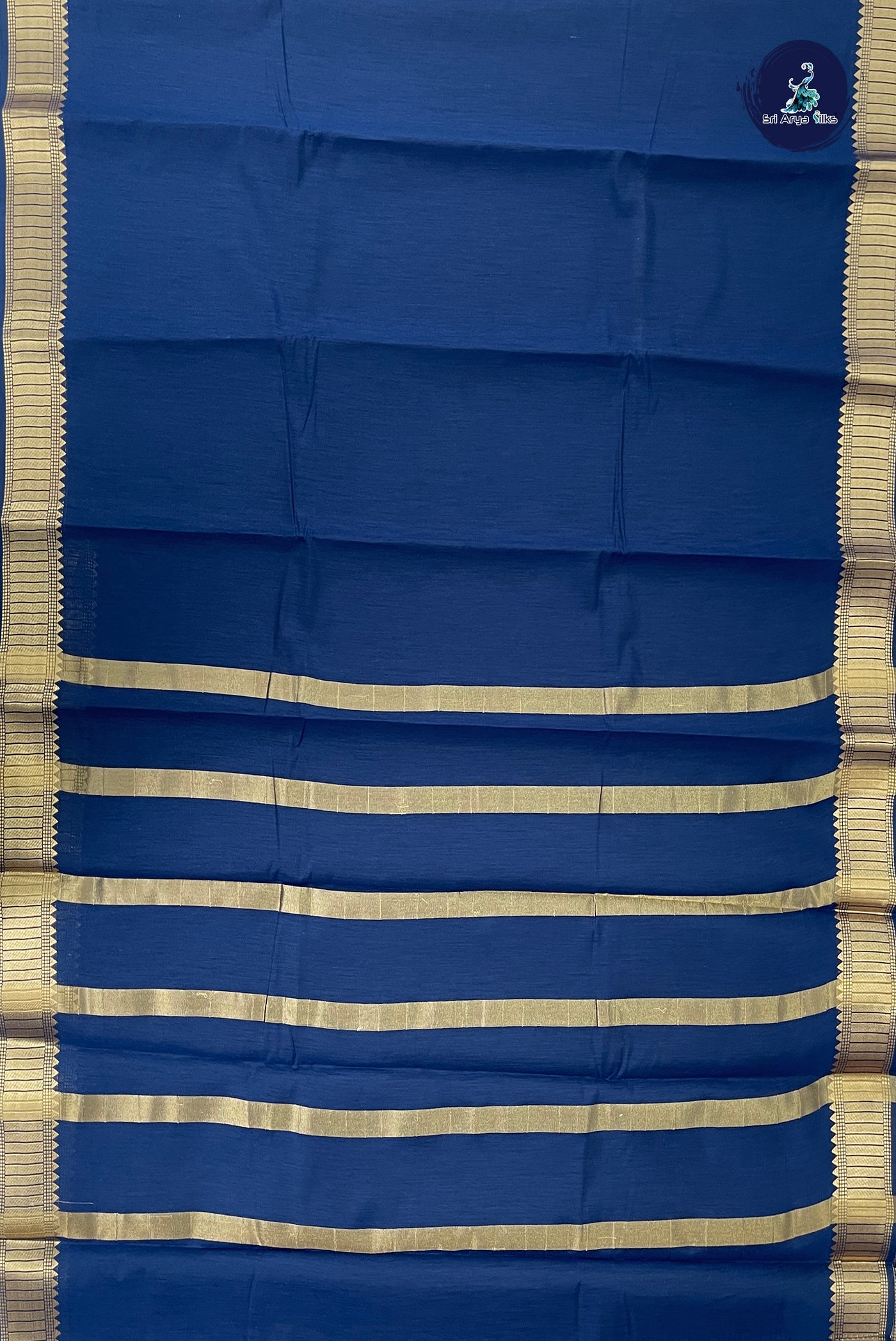 Navy Blue Budget Semi Silk Cotton Saree With Plain Pattern