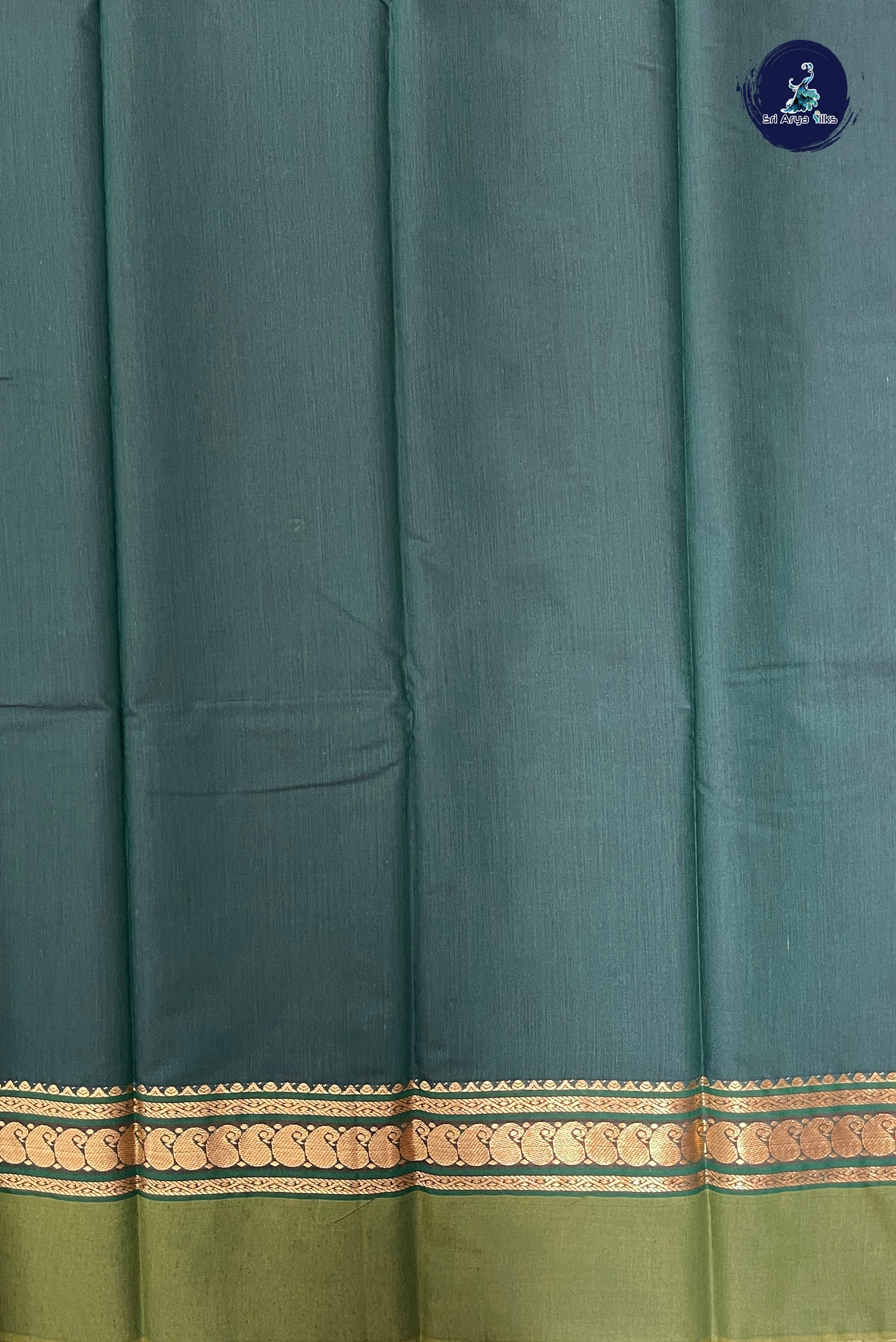 Bottle Green Budget Semi Silk Cotton Saree With Zari Buttas Pattern