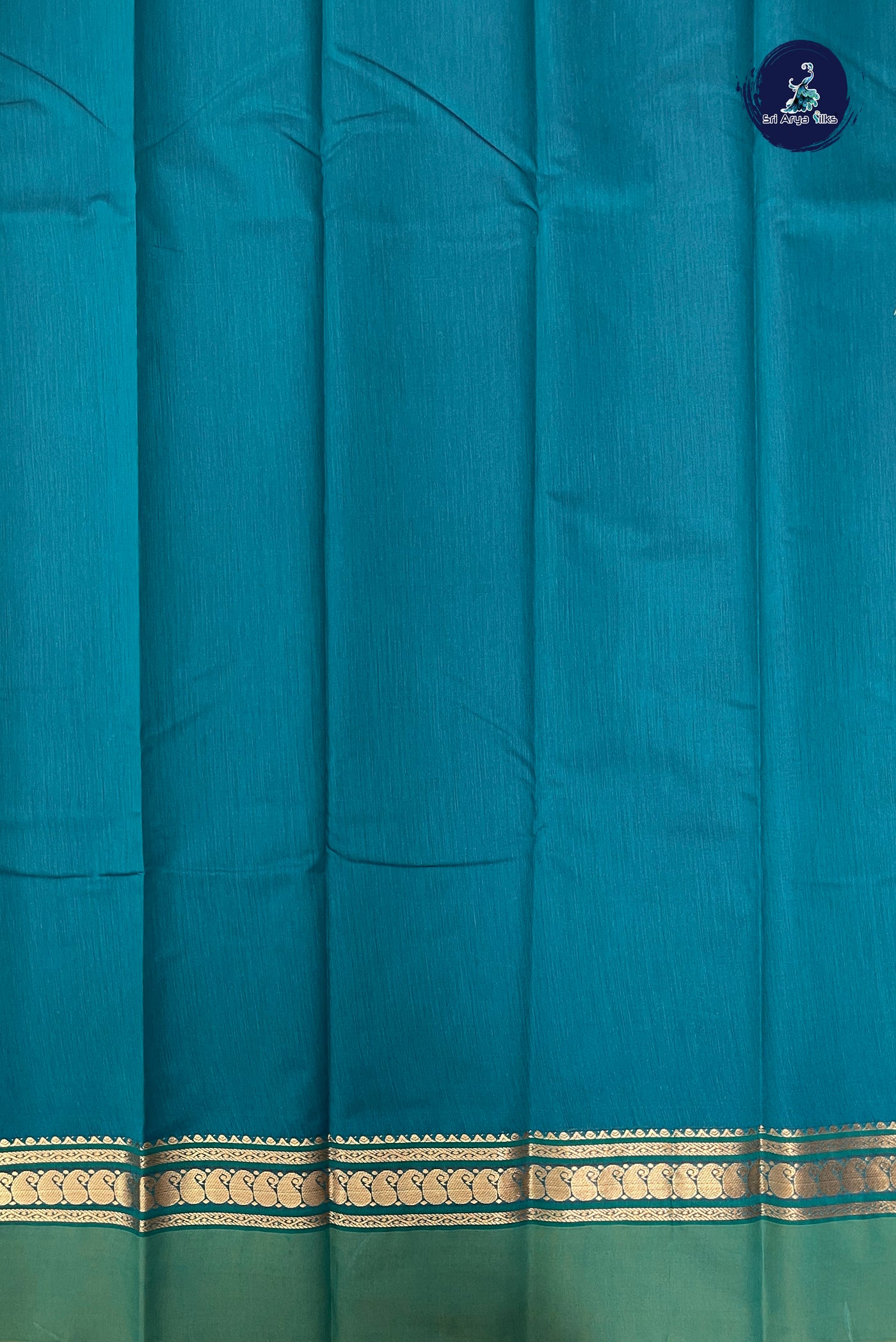 Sapphire Green Budget Semi Silk Cotton Saree With Zari Buttas Pattern