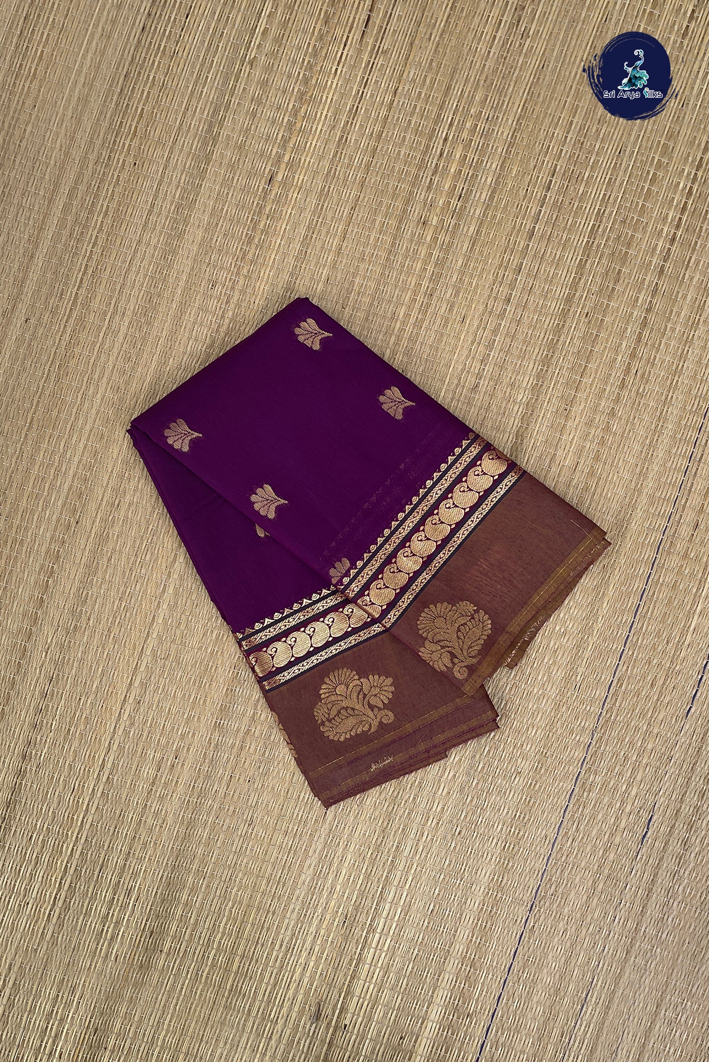 Jamun Budget Semi Silk Cotton Saree With Zari Buttas Pattern