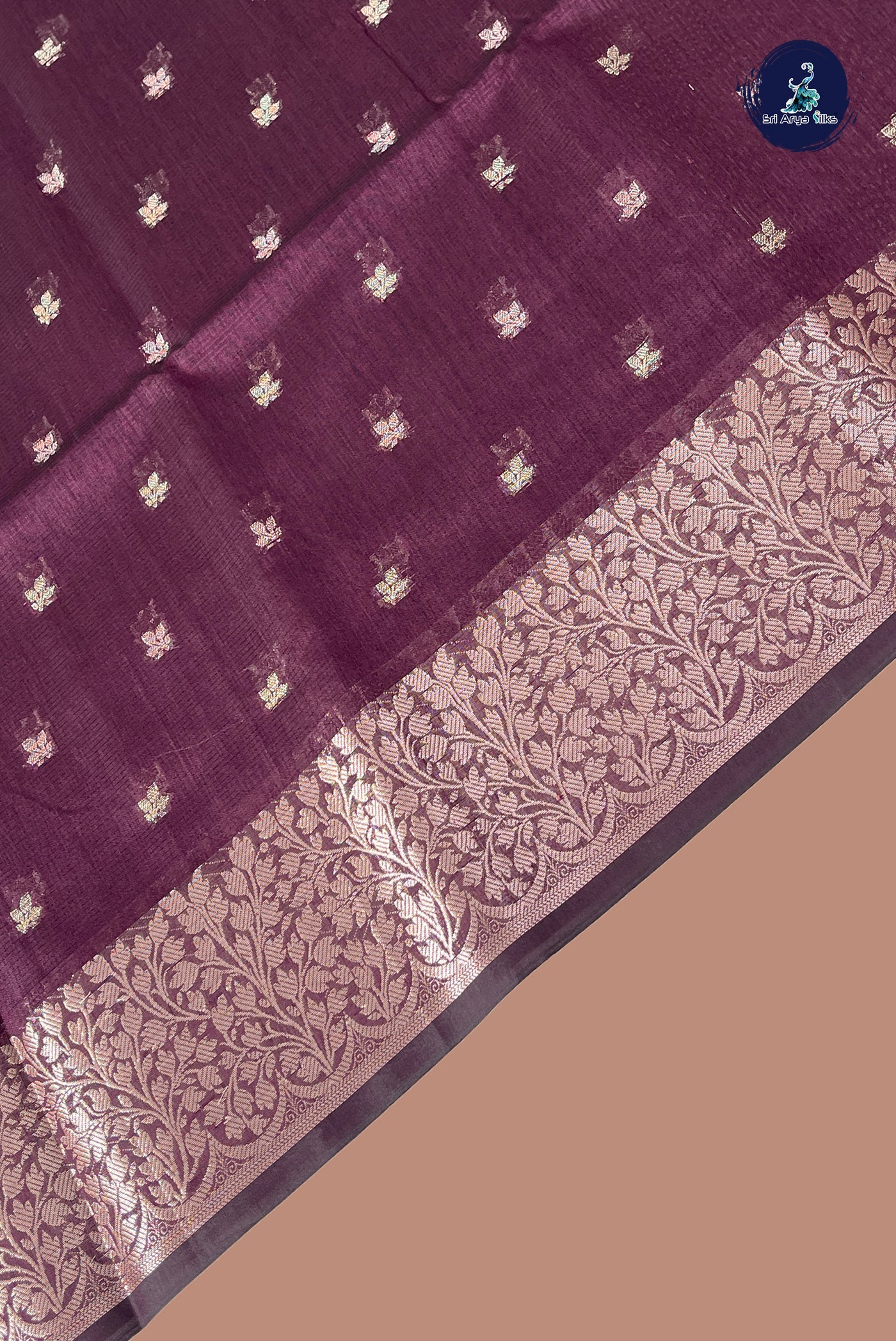 Jamun Tissue Banarasi Saree With Zari Buttas Pattern