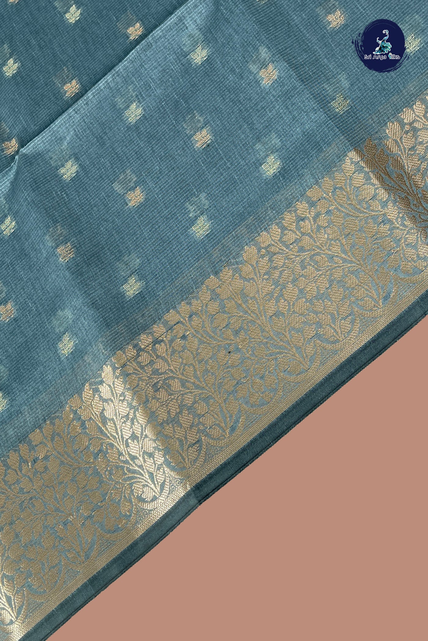 Blue Tissue Banarasi Saree With Zari Buttas Pattern