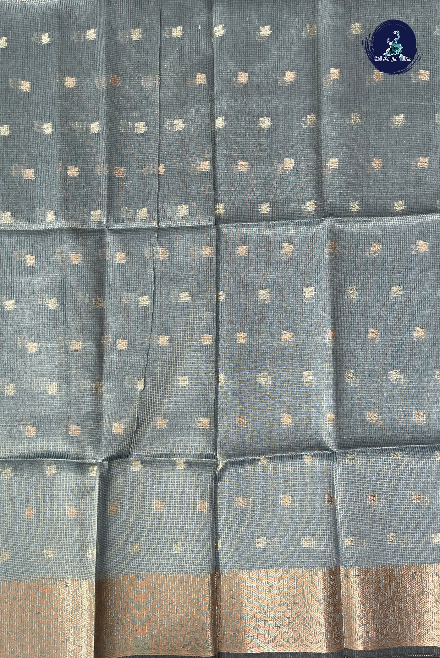 Blue Tissue Banarasi Saree With Zari Buttas Pattern