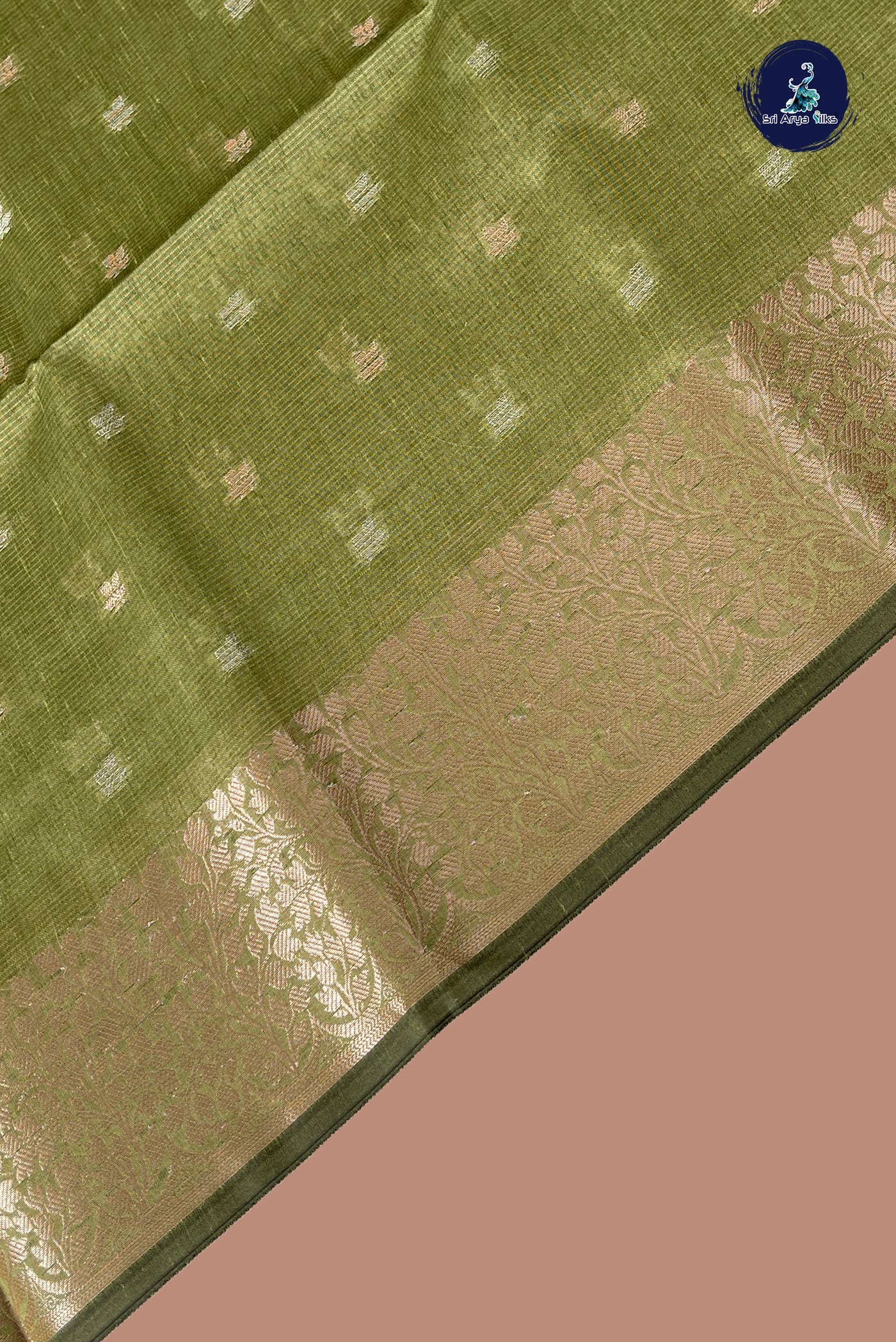 Light Green Tissue Banarasi Saree With Zari Buttas Pattern
