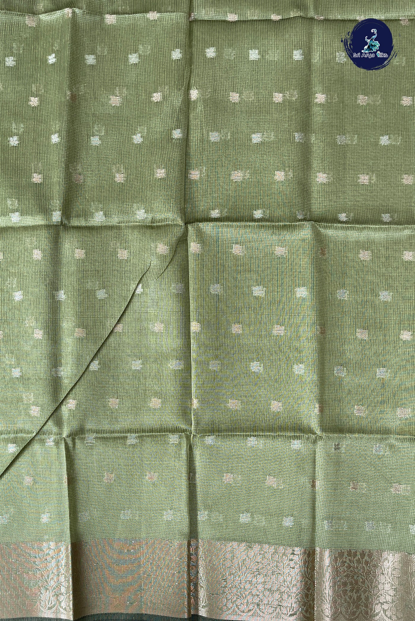 Light Green Tissue Banarasi Saree With Zari Buttas Pattern