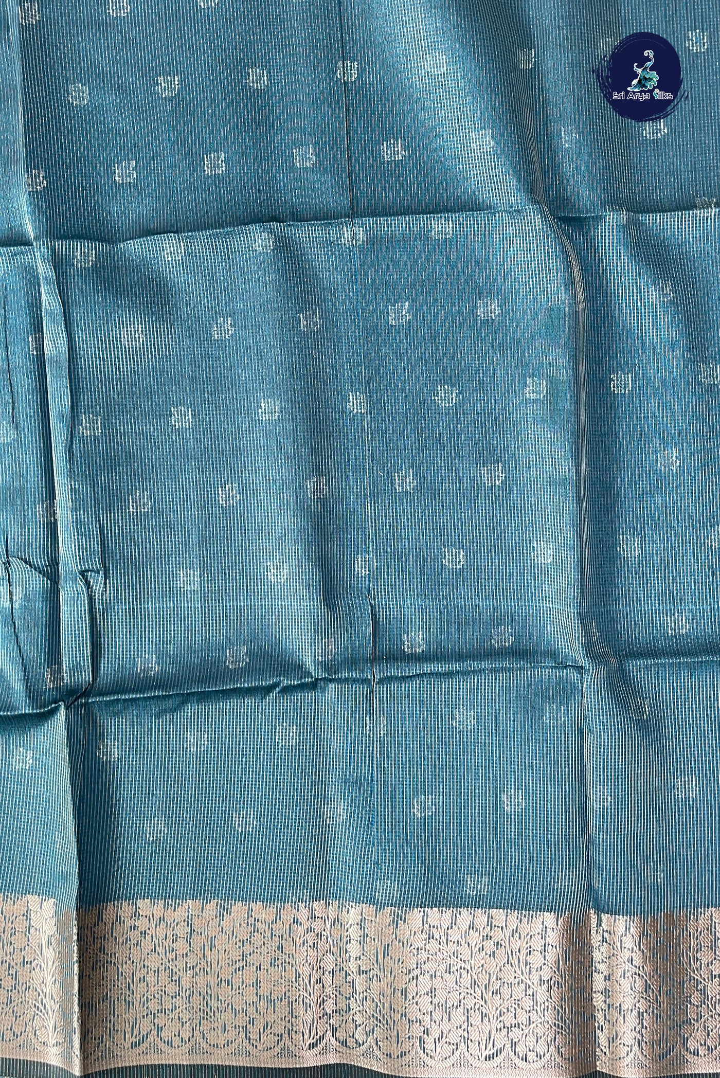 Blue Tissue Banarasi Saree With Zari Buttas Pattern