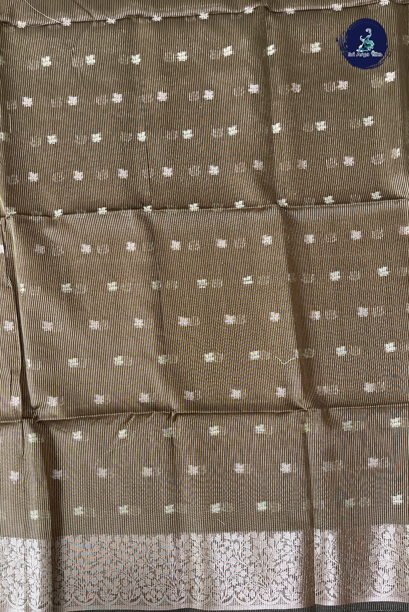 Honey Brown  Tissue Banarasi Saree With Zari Buttas Pattern
