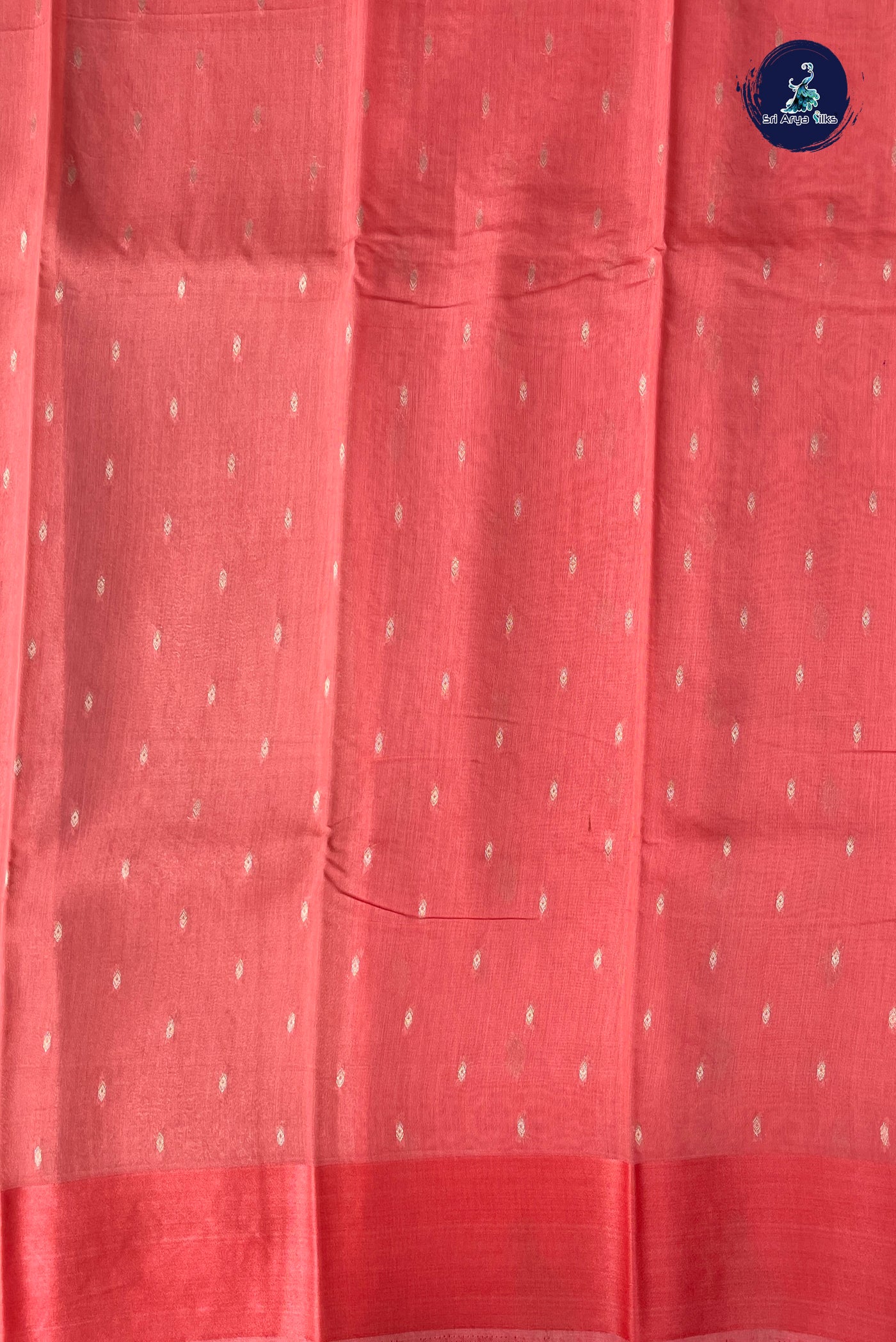 Peach Pink Semi Banarasi Saree With Zari Buttas Pattern