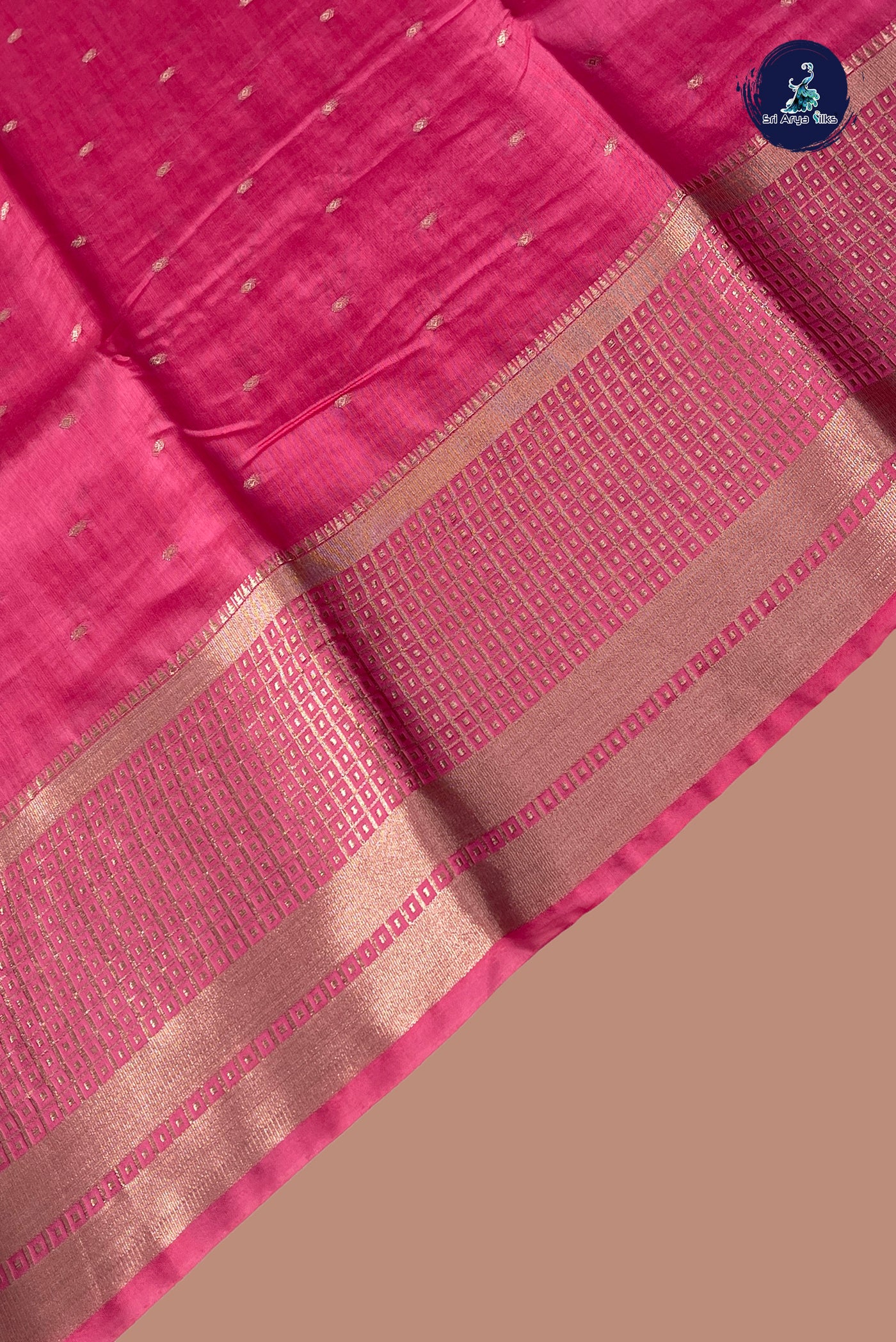 Pink Semi Banarasi Saree With Zari Buttas Pattern