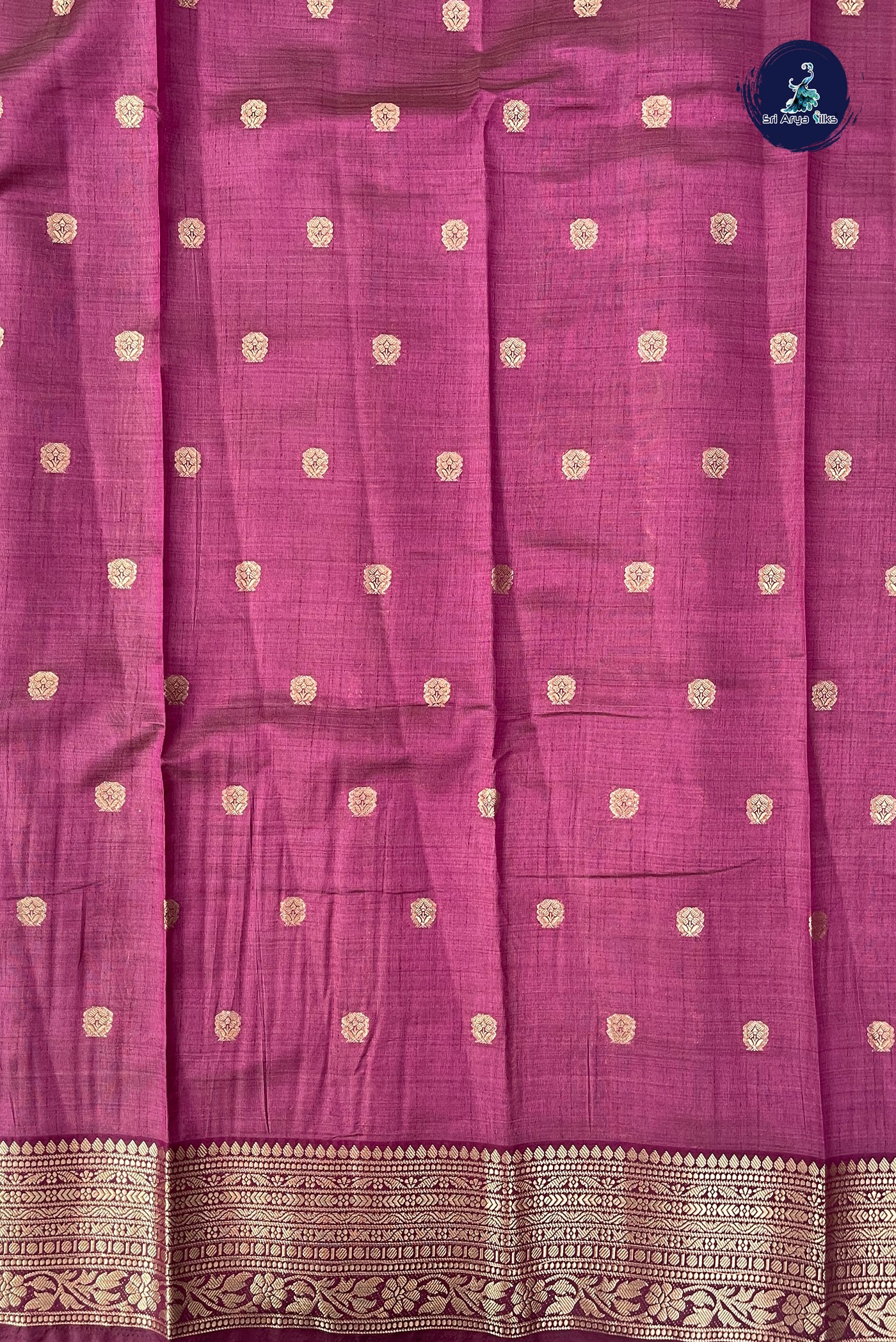 Burgundy Semi Tussar Saree With Zari Buttas Pattern