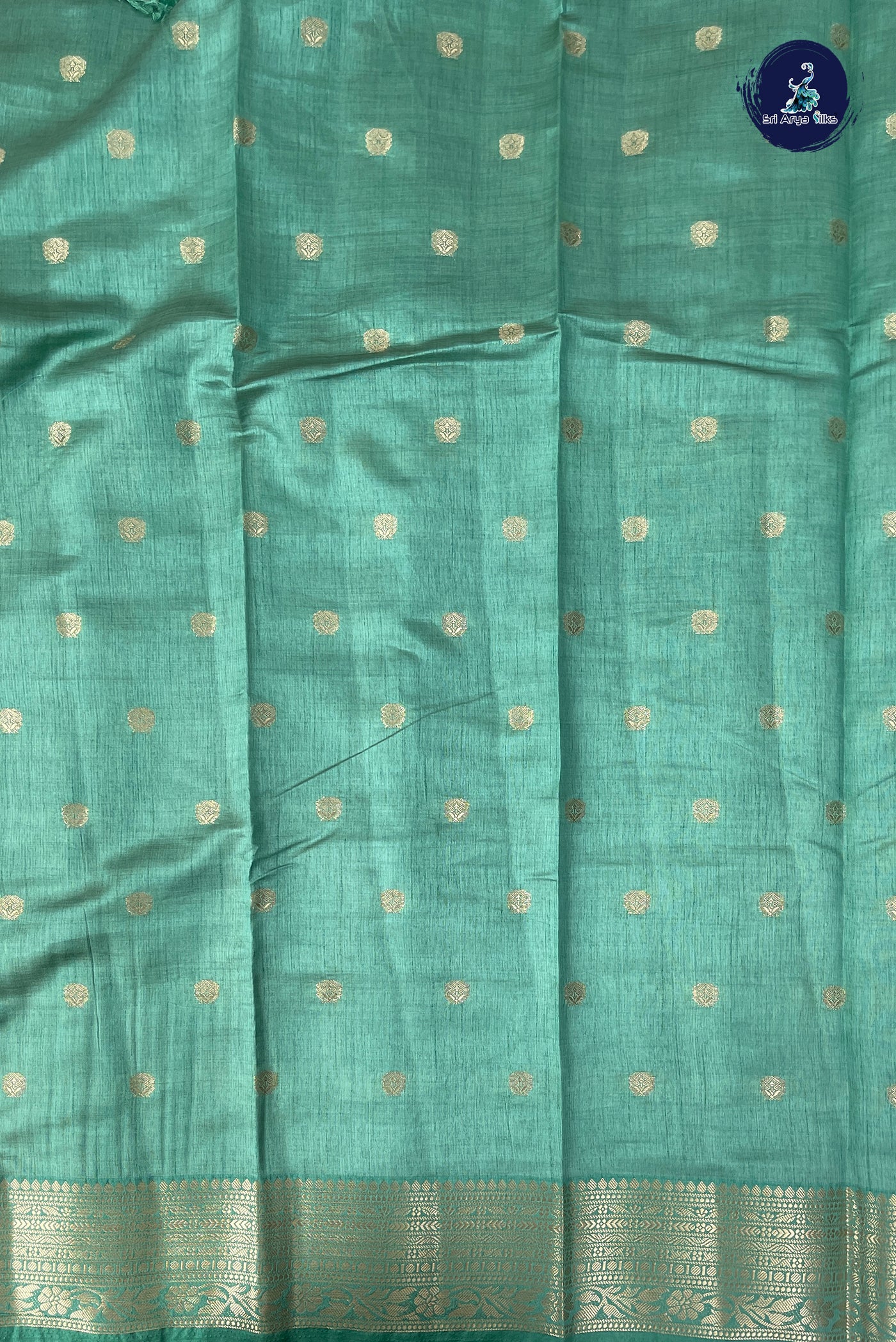 Pastel Green Semi Tussar Saree With Zari Buttas Pattern