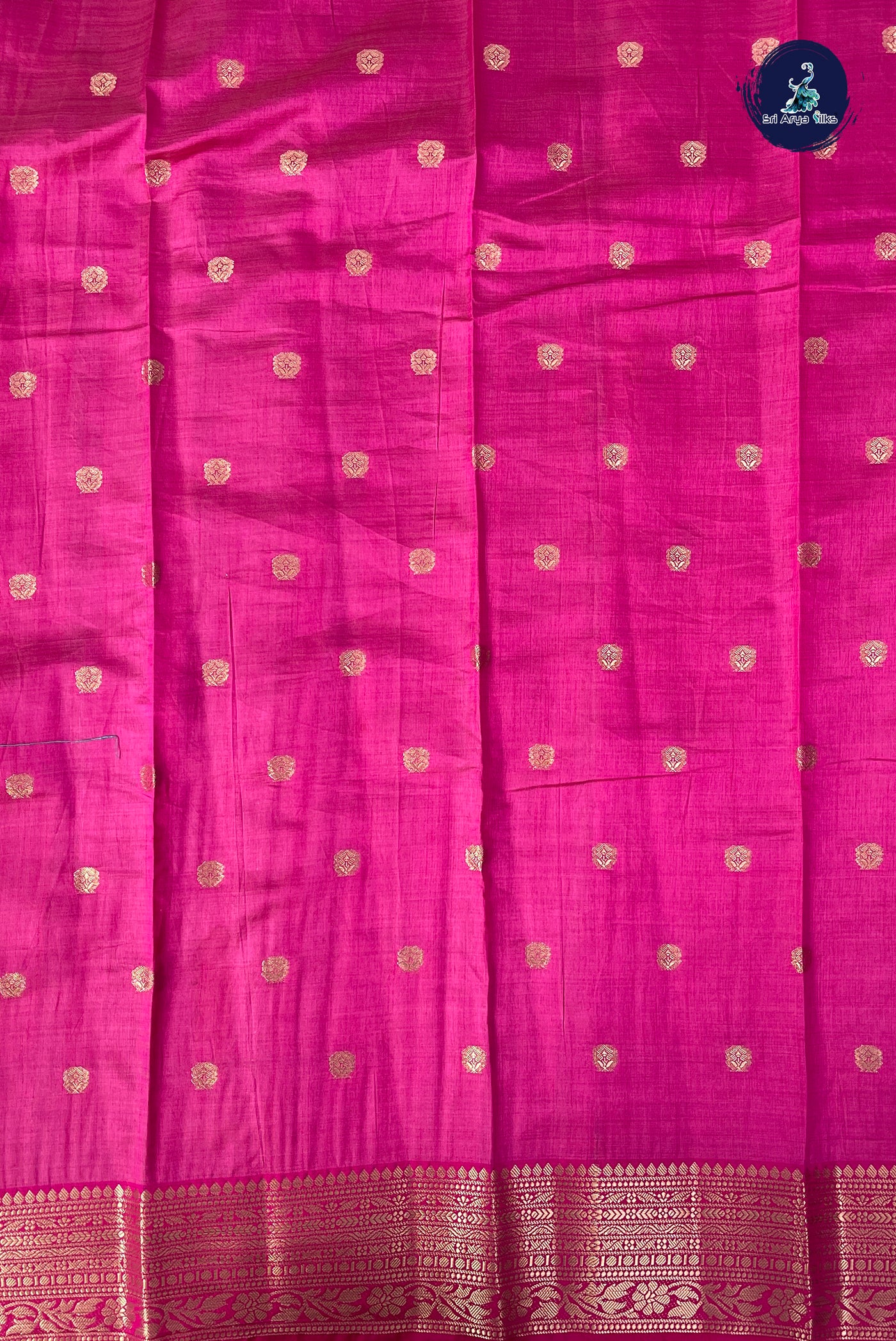 Dark Pink Semi Tussar Saree With Zari Buttas Pattern