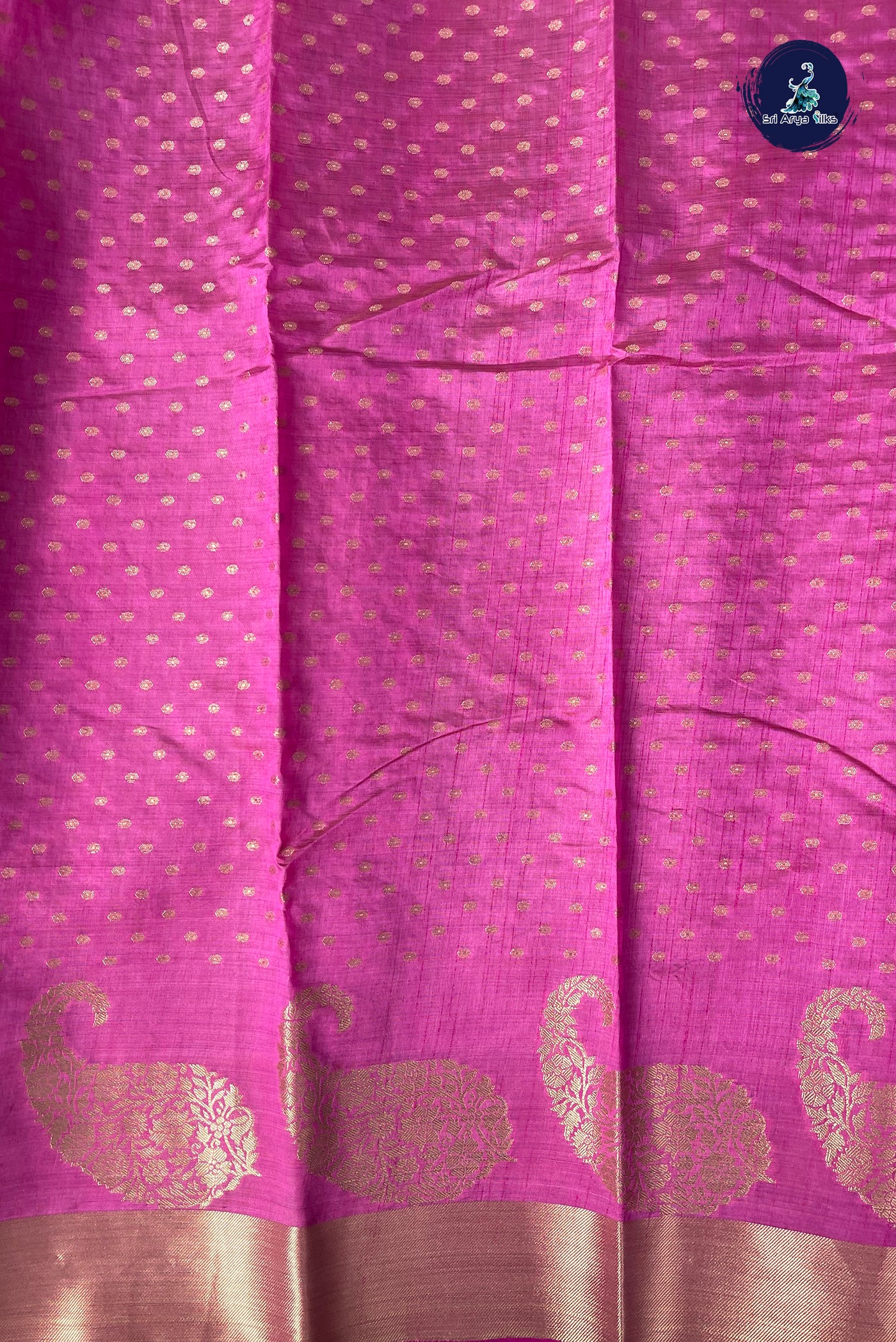 Pink Semi Tussar Saree With Zari Buttas Pattern
