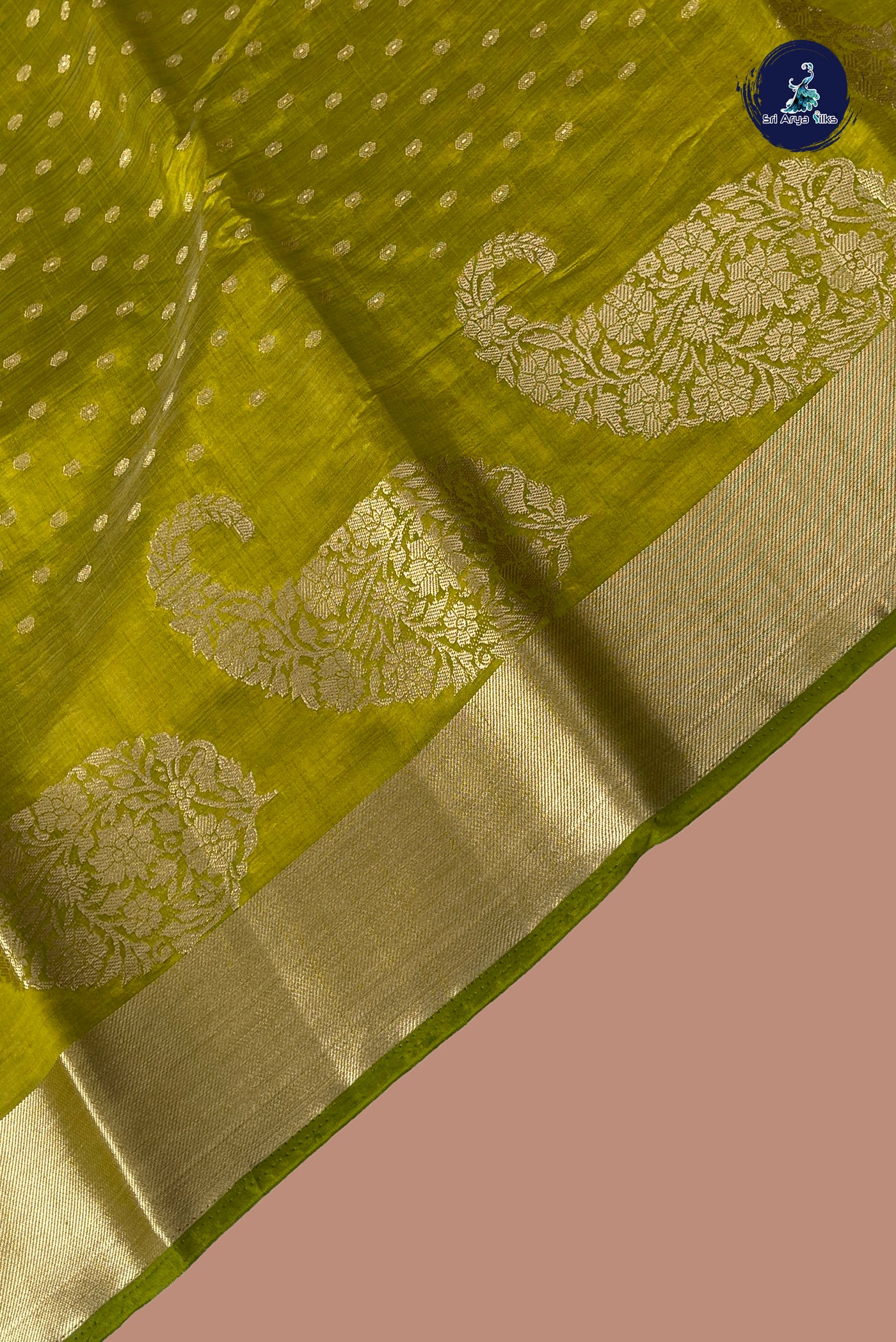 Mehendi Green Semi Tussar Saree With Zari Buttas Pattern