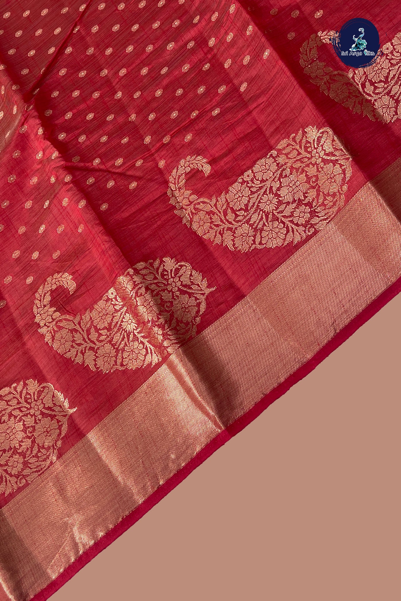 Maroon Semi Tussar Saree With Zari Buttas Pattern