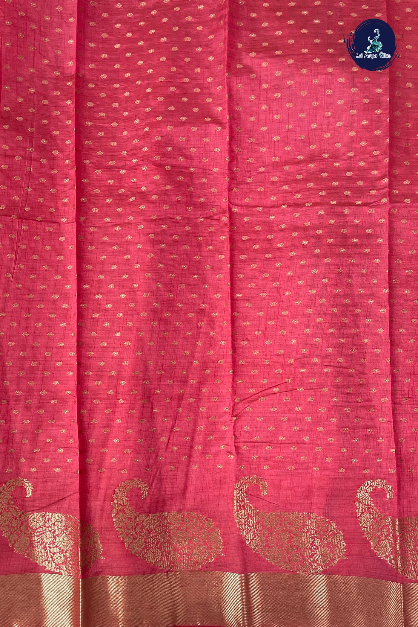 Pink Semi Tussar Saree With Zari Buttas Pattern